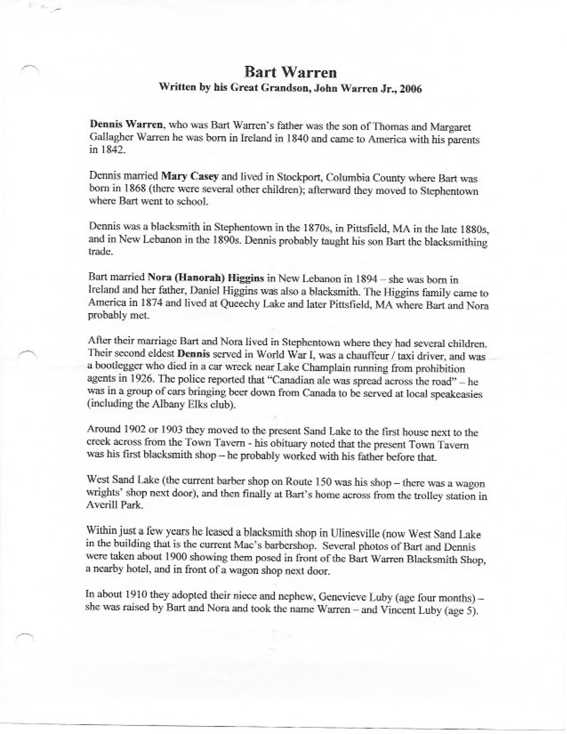 Bart Warren Blacksmith - Oral History