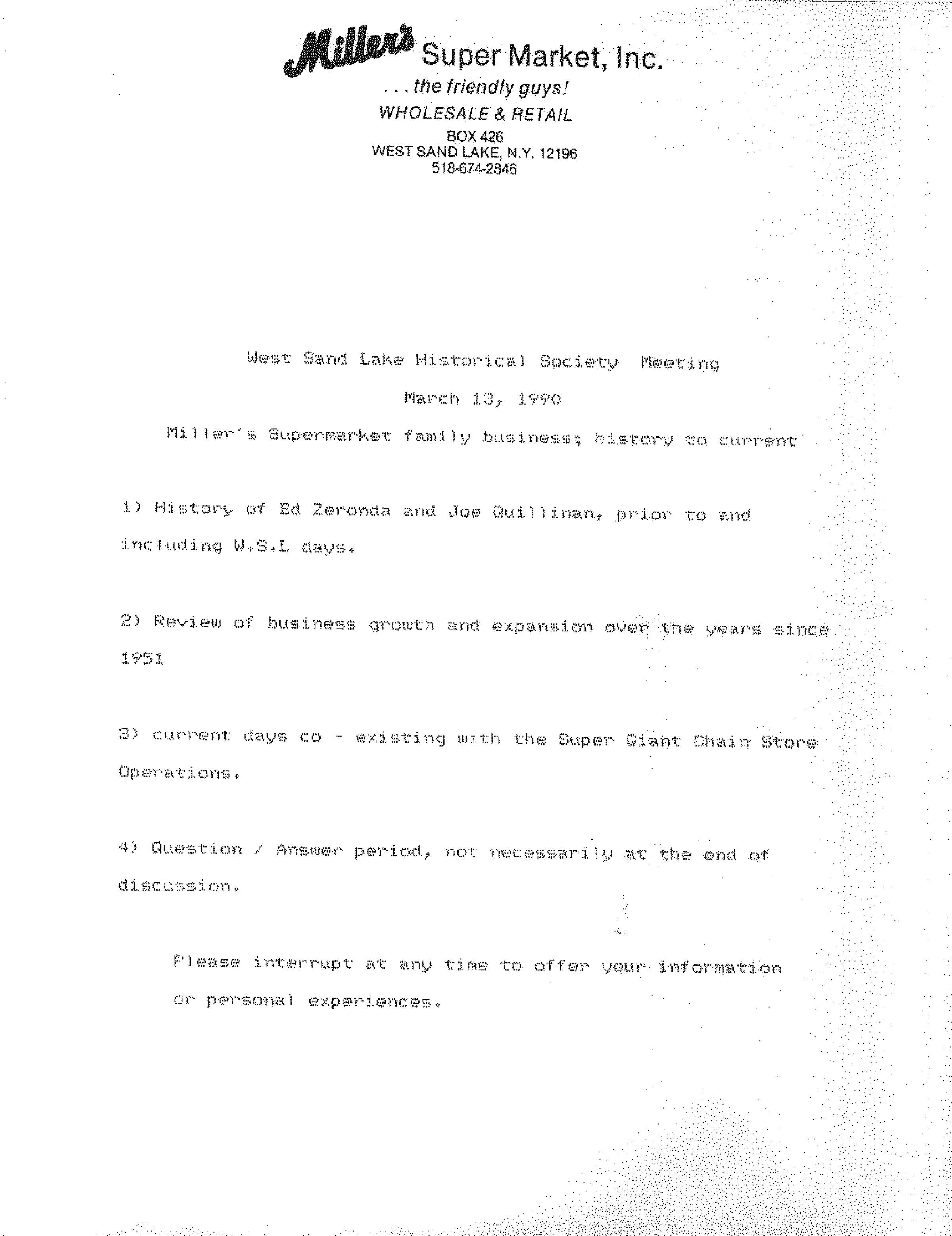 Miller's Super Market Family Business History to Present Presentation Transcript: Seven-page downloadable PDF.