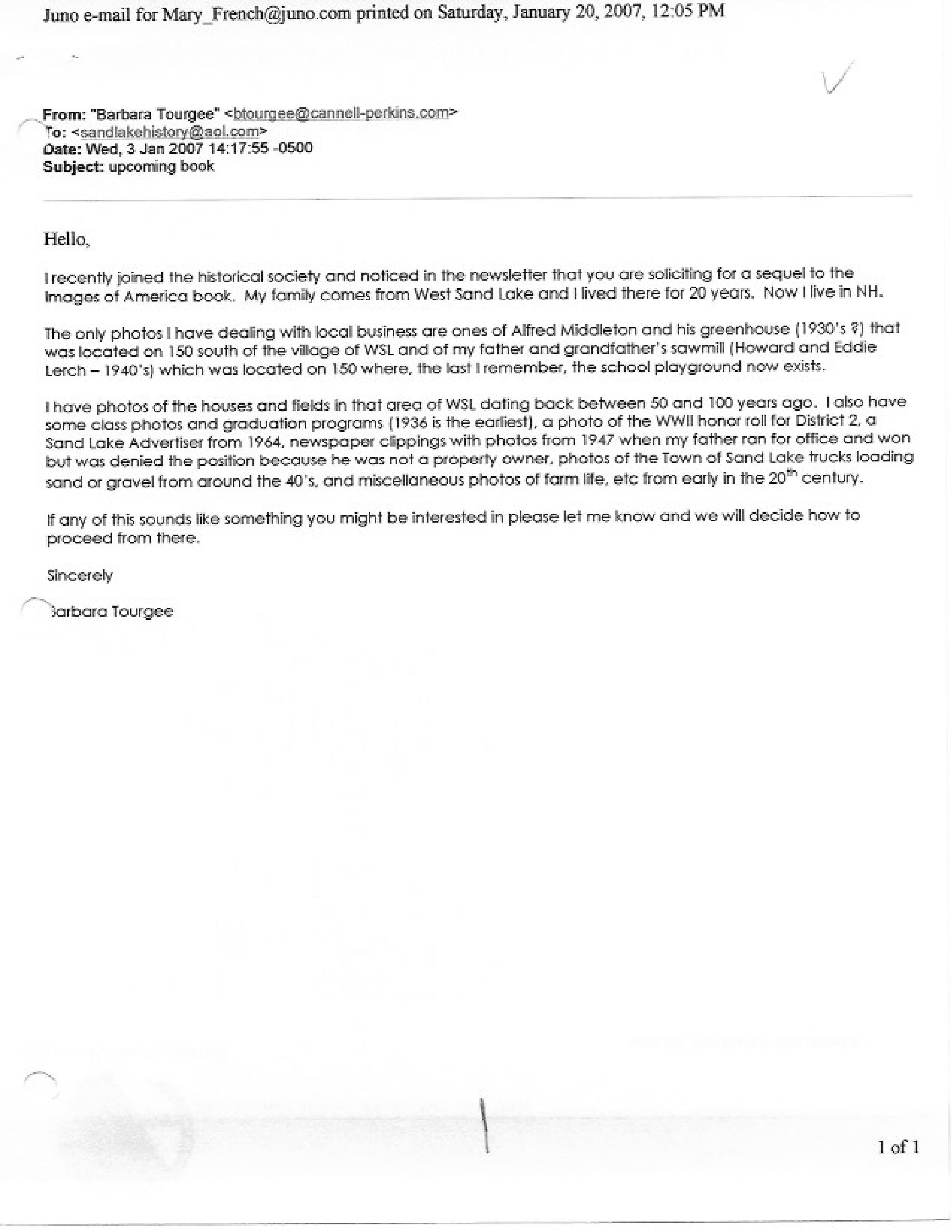 Barbara Lerch Tourgee Photo Donation Notes