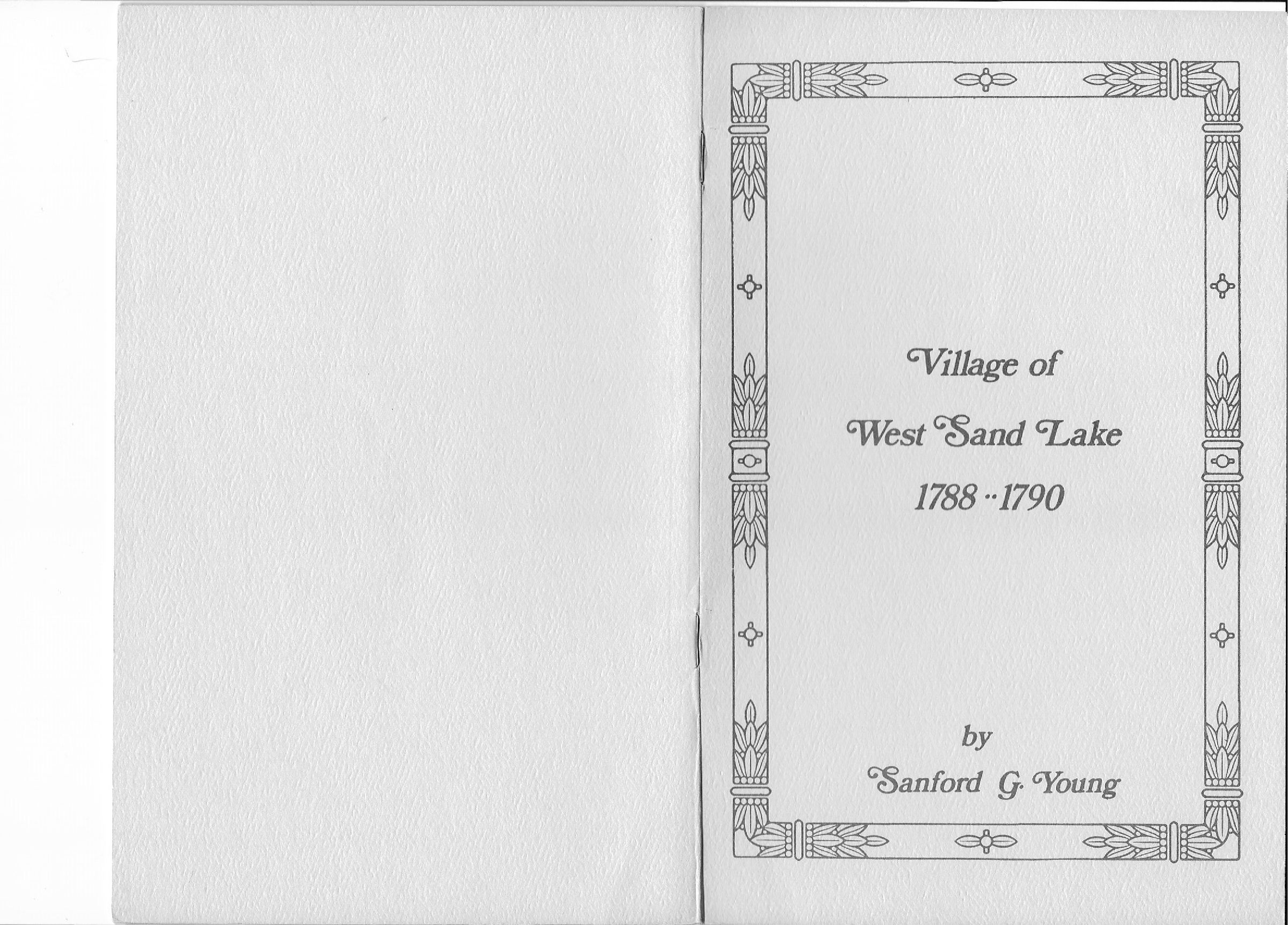 Village of West Sand Lake 1788-1790 by Sandford Young - Front and back cover: Downloadable 10 page PDF document.