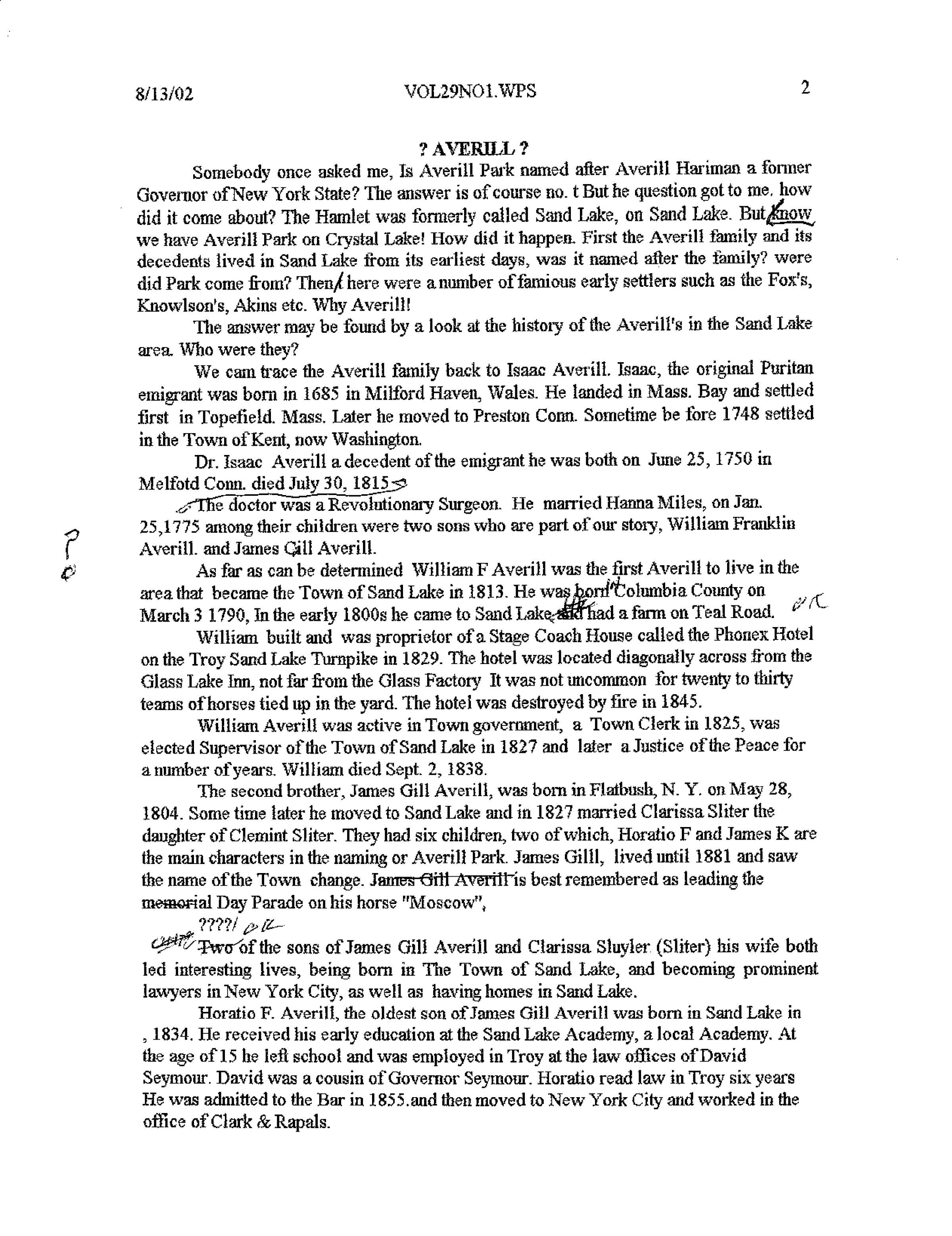 Averill Family Notes: Ten-page downloadable PDF.