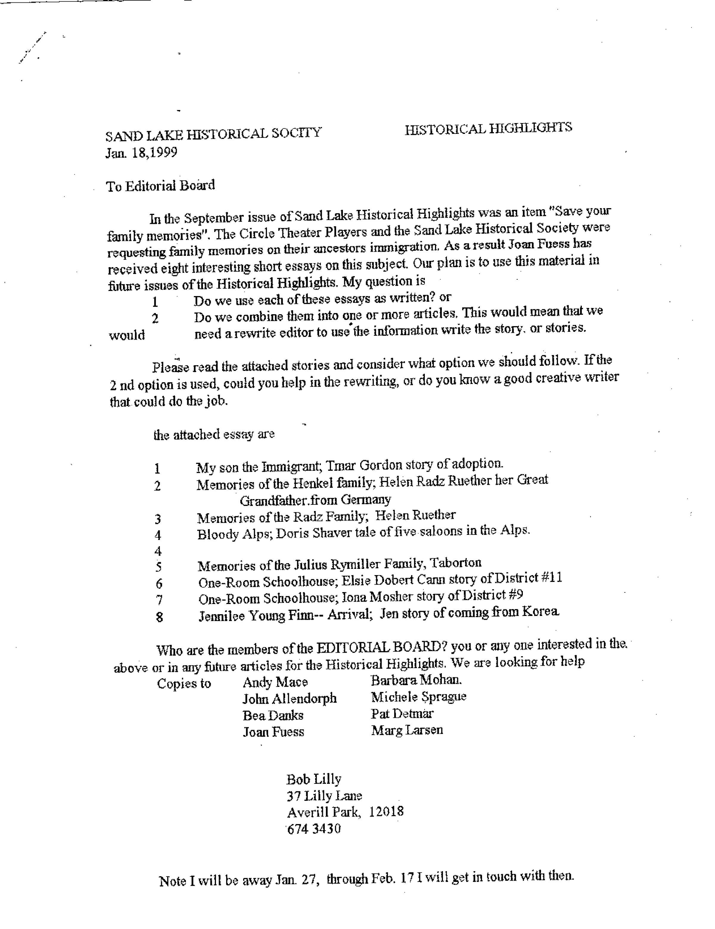 Family Memories Submissions: Twelve-page downloadable PDF.