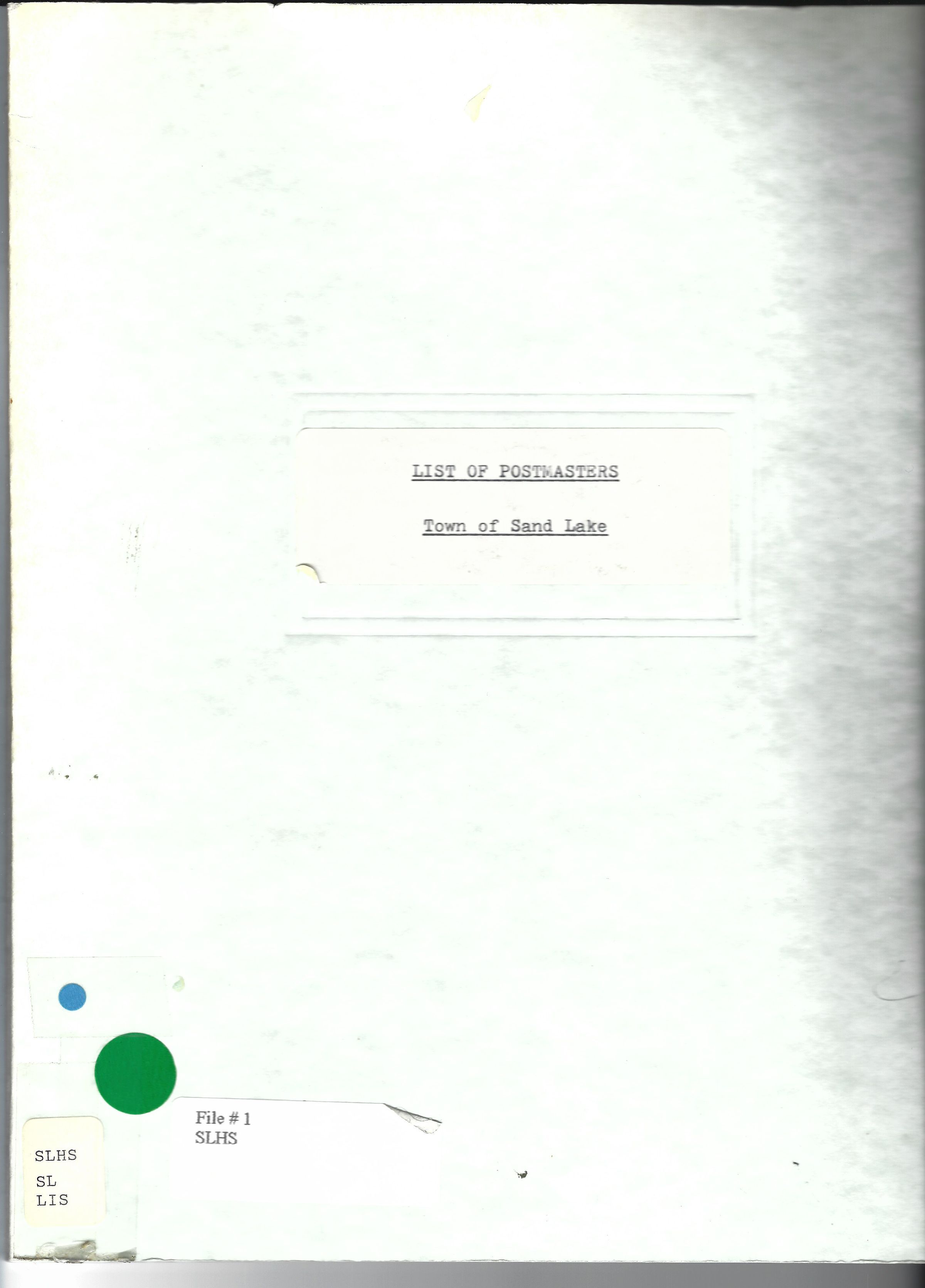 List of TOSL Postmasters Research Notes: Downloadable PDF Document.