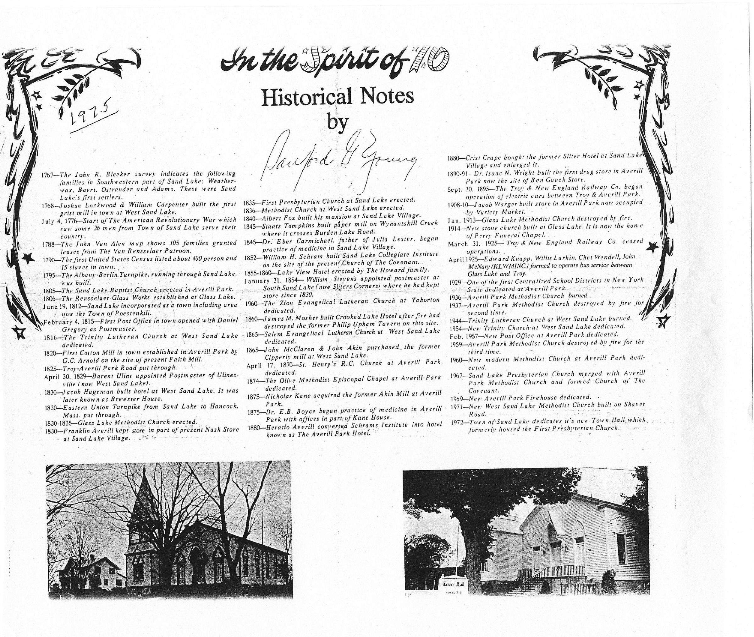 Spirit of 1976 Historical Notes by Sanford Young