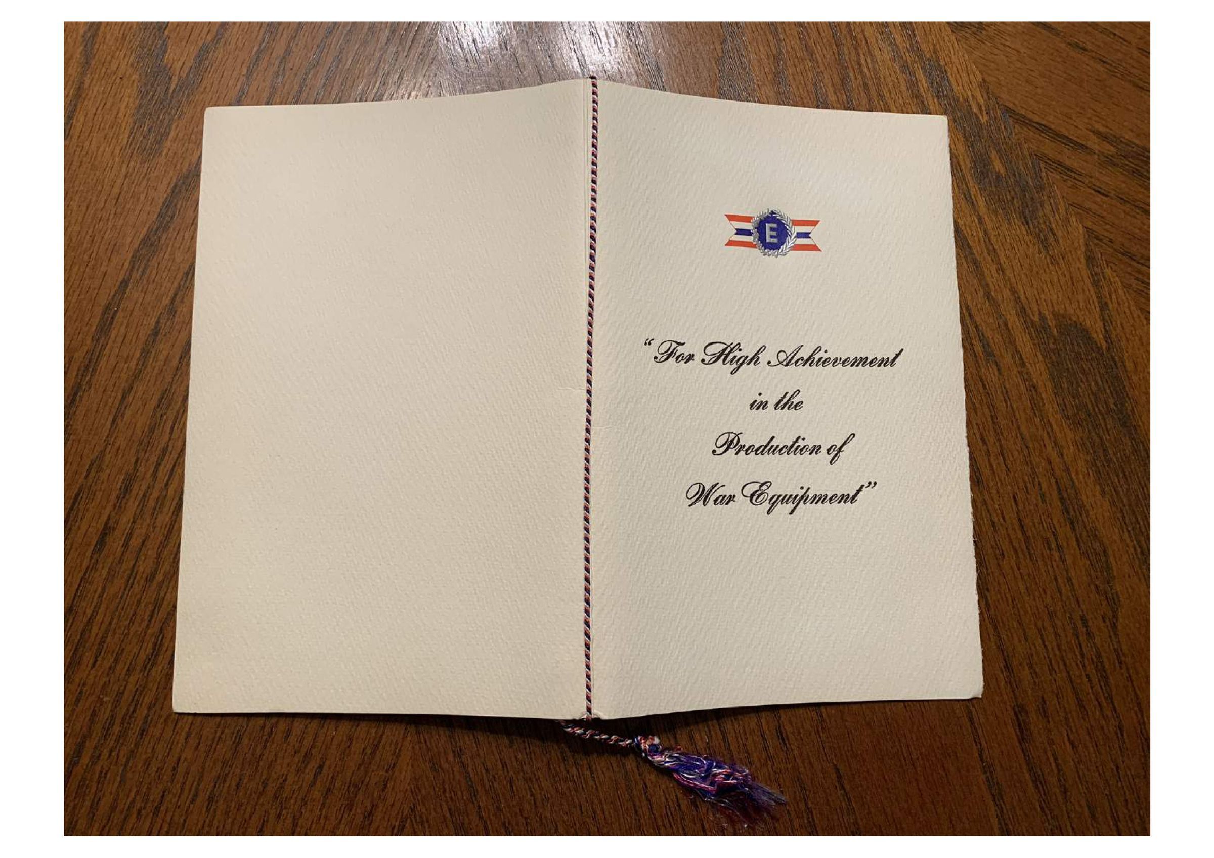 Simmons Army-Navy Production Award Progam: PDF downloadable while fully logged into the system.  Original copy donated to Simmons Machine Tool Company in 2022.