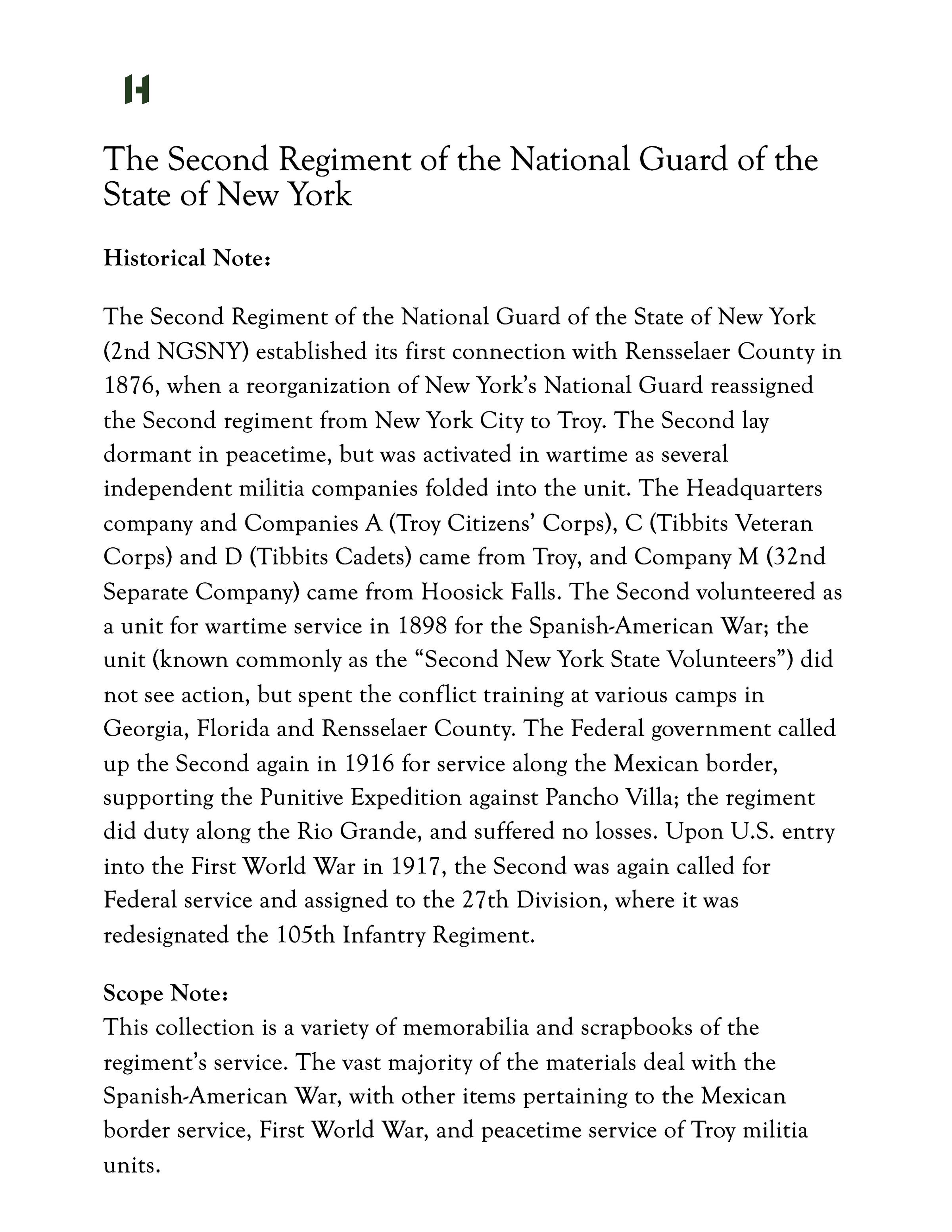 Print to PDF of a Hart Cluett Museum Web Page Regarding the 2nd NYNG Regiment: Downloadable while fully logged into the system.