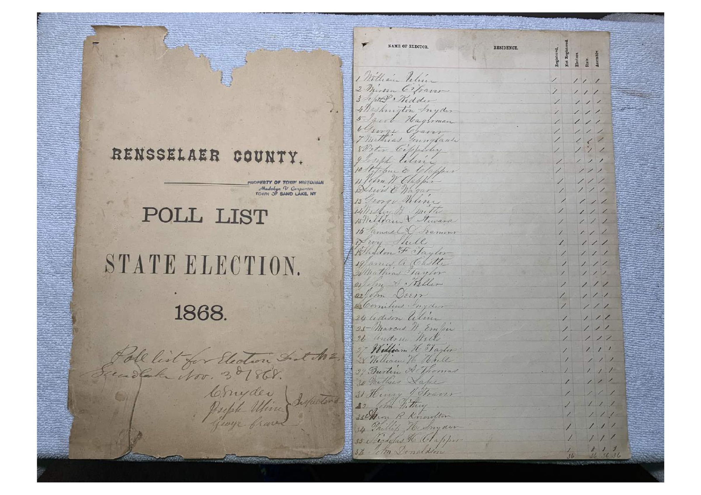 1868-1868 Poll List: Five-page downloadable PDF.