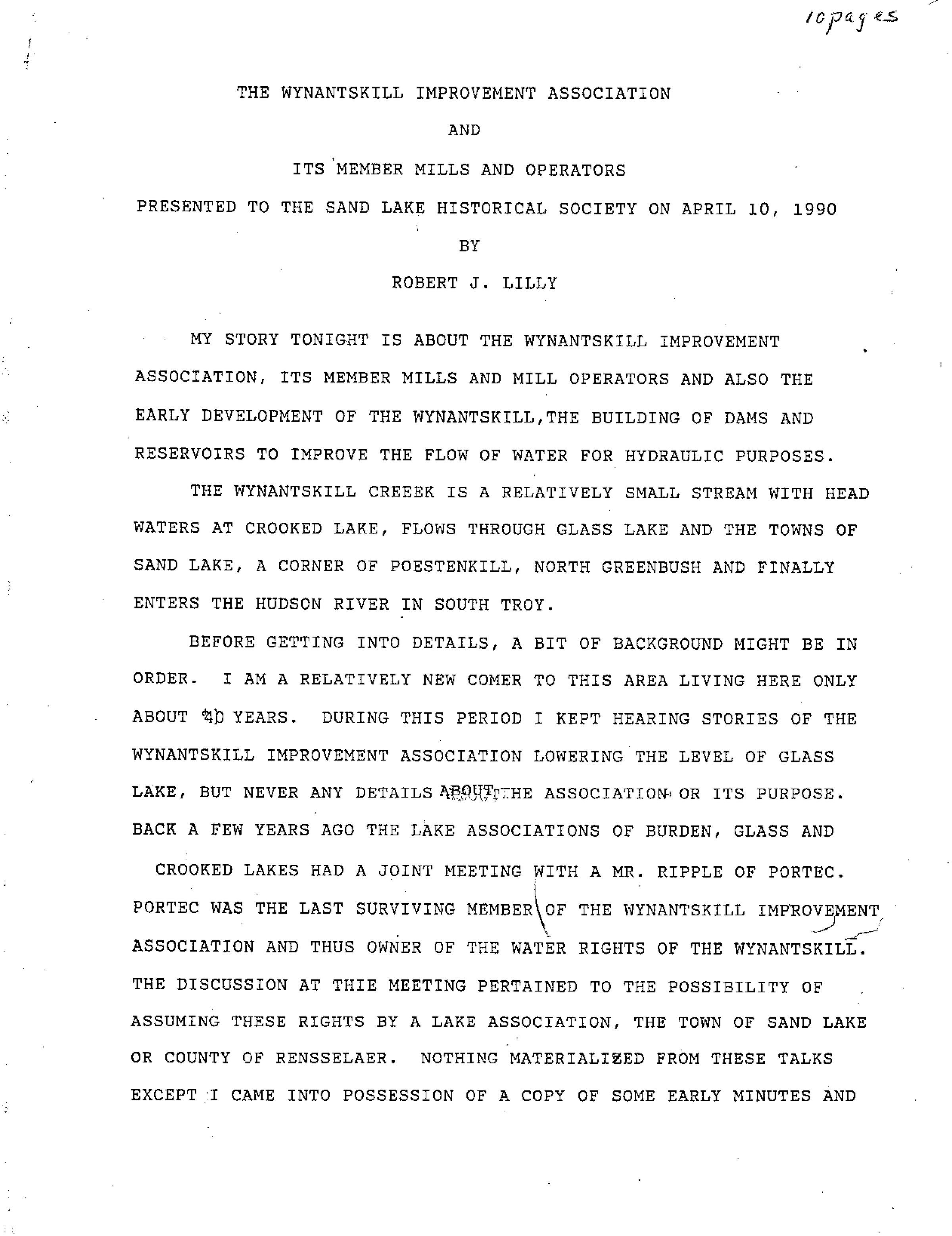 Wynantskill Improvement Association Presentation: Thirteen-page downloadable PDF.