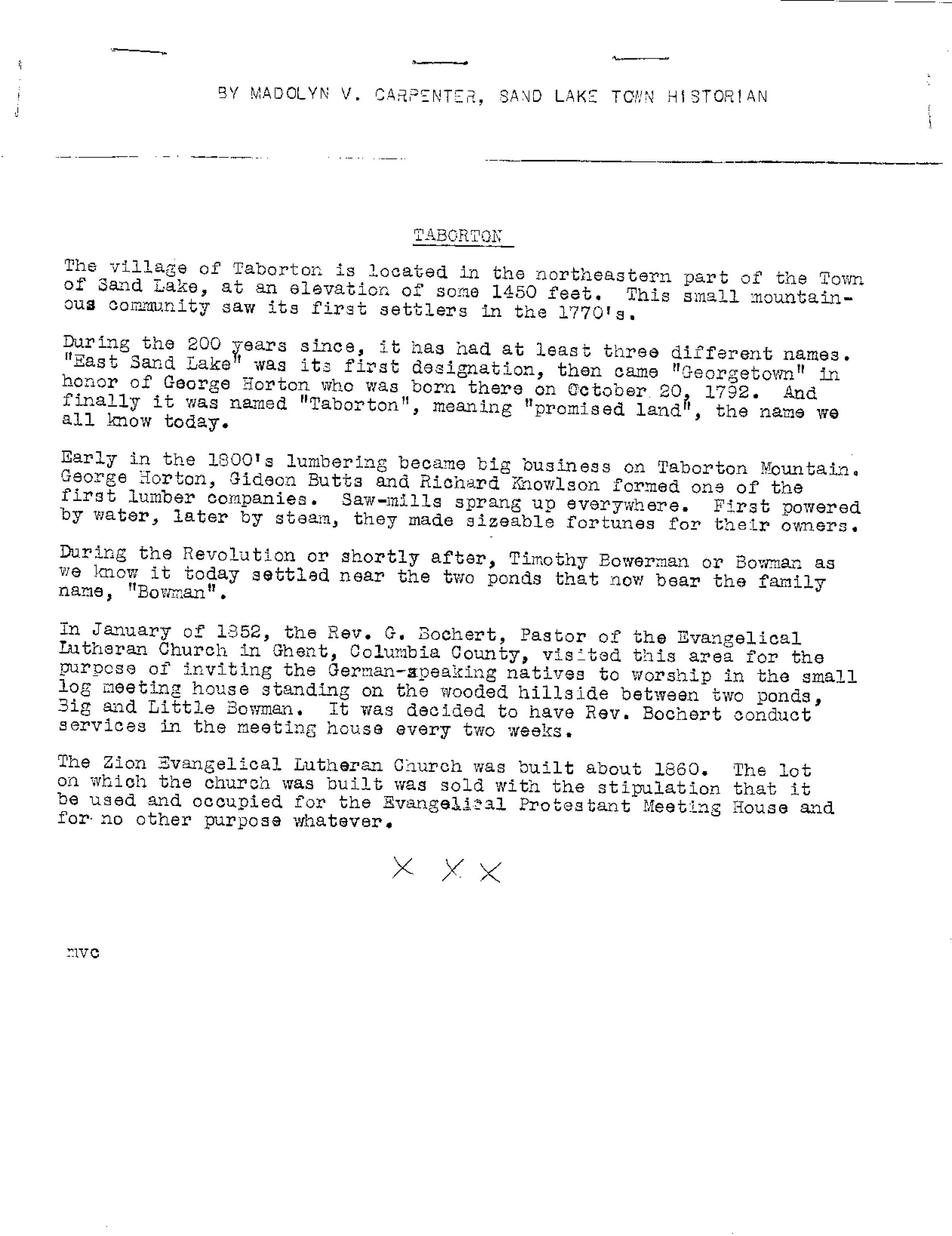 Madolyn Carpenter Taborton History Notes: Eight-page downloadable PDF.