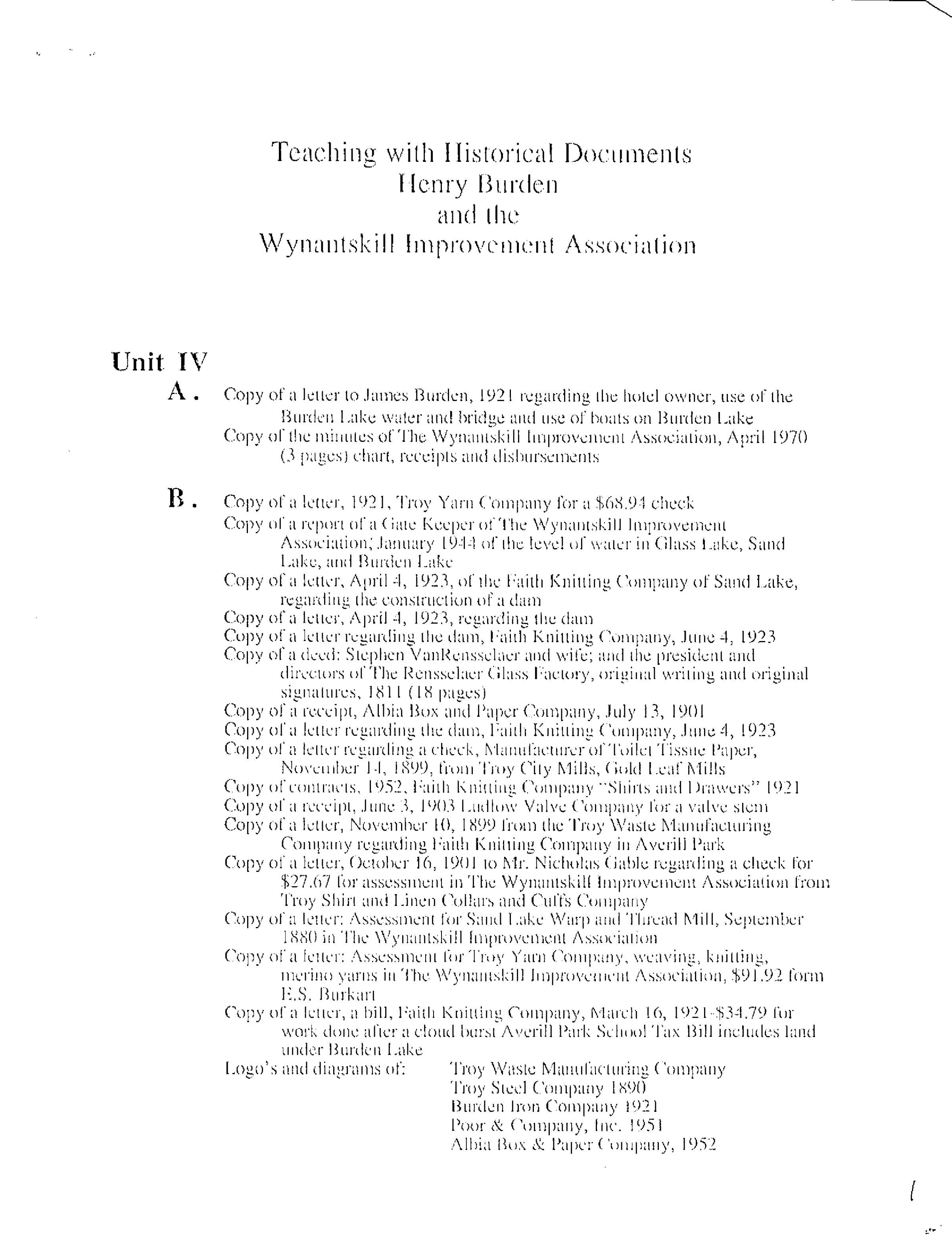 enry Burden and the Wynants Kill Improvement Association: Forty-five-page downloadable PDF.