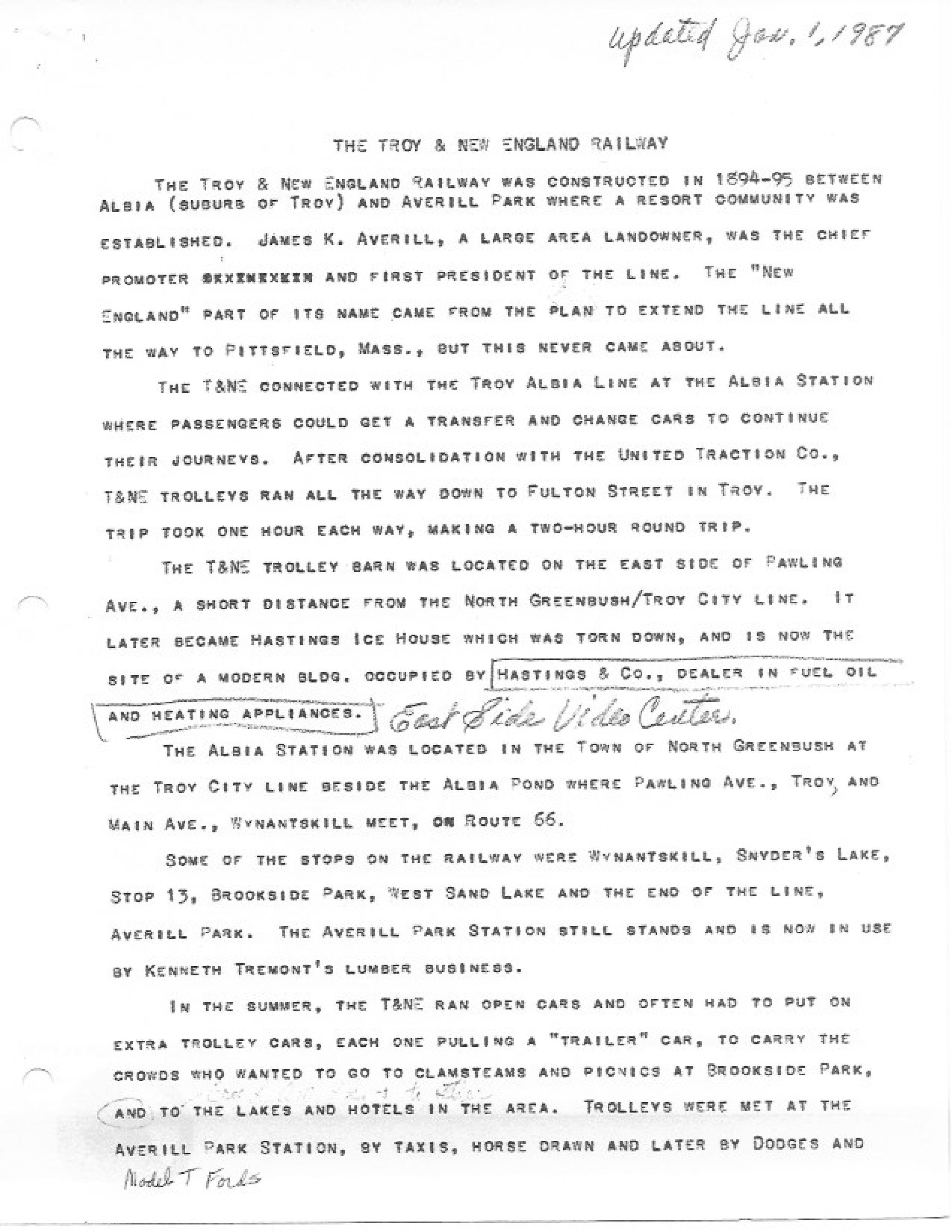 Troy and New England Railway Update