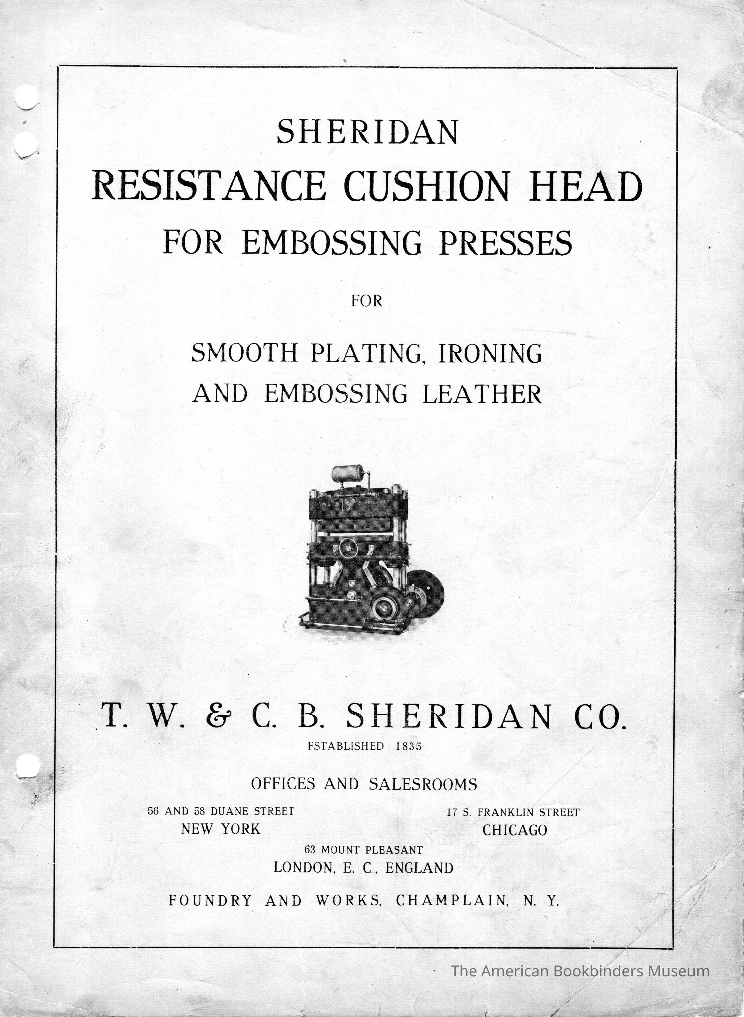          1920 TW & CB Sheridan Brochure Resistance Cushion head for embossing presses picture number 1
 