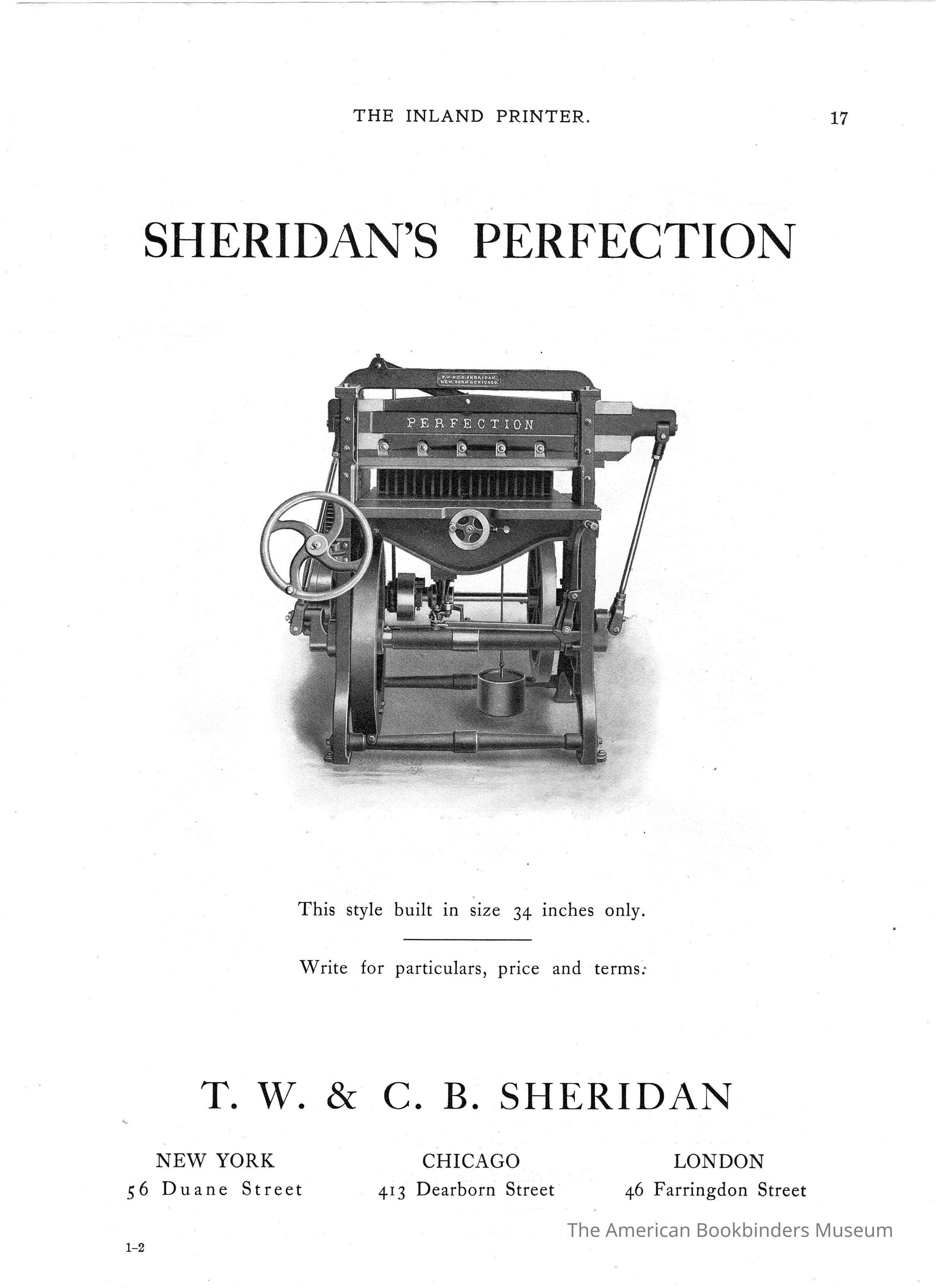          1910 TW & CB Sheridan Perfection cutter picture number 1
 