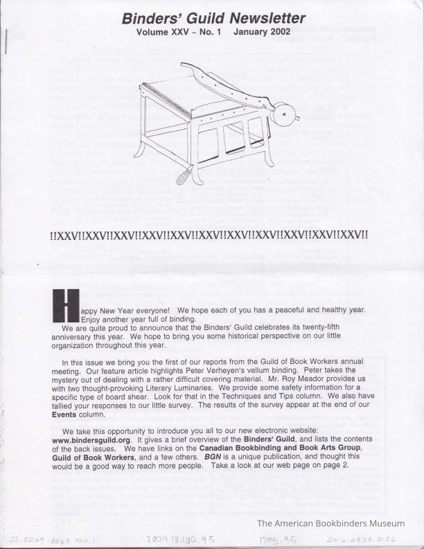 Binders' Guild Newsletter / January 2002 picture number 1