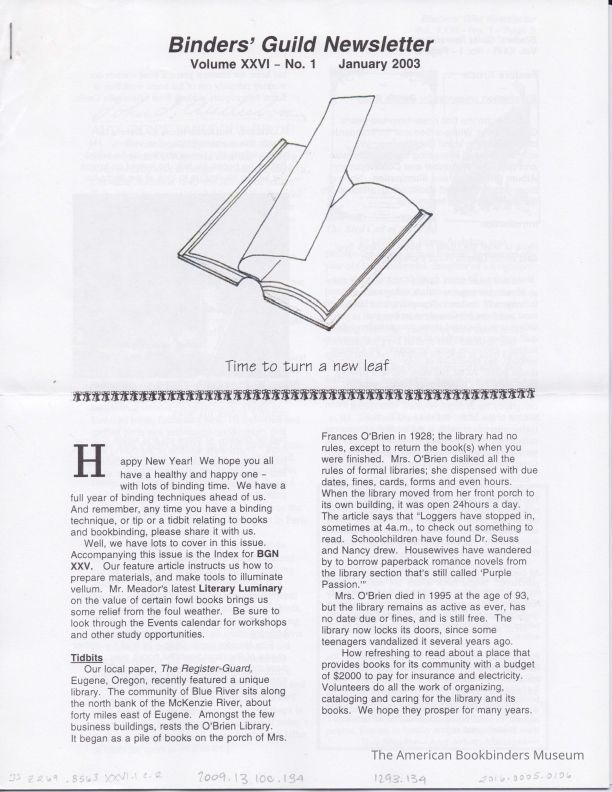          Binders' Guild Newsletter / January 2003 c2 picture number 1
 