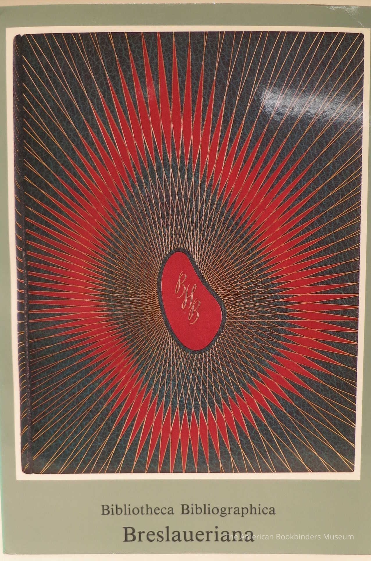 Historic & artistic bookbindings from the Bibliotheca Bibliographica Breslaueriana / catalogue by B.H. Breslauer ; introduction by J. Toulet. picture number 1