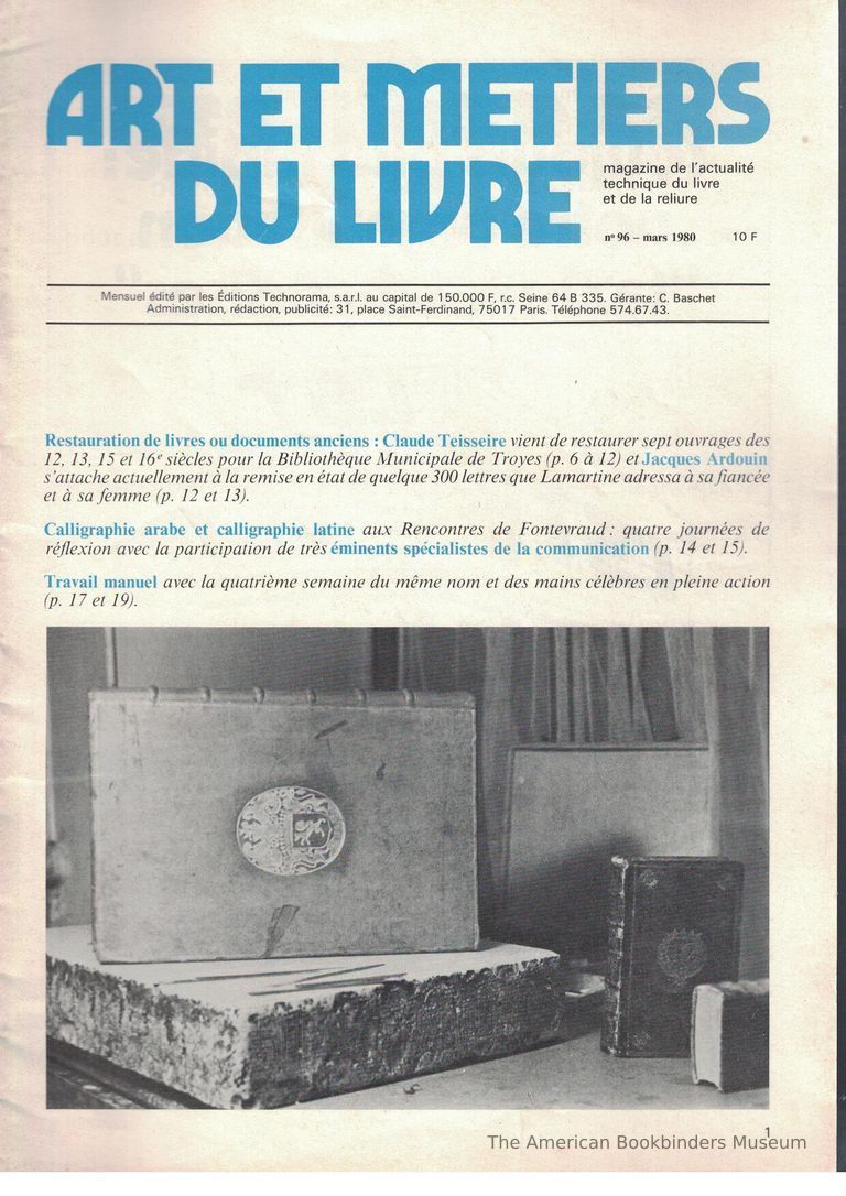          Art et metiers du livre: no. 96 mars 1980 picture number 1
   