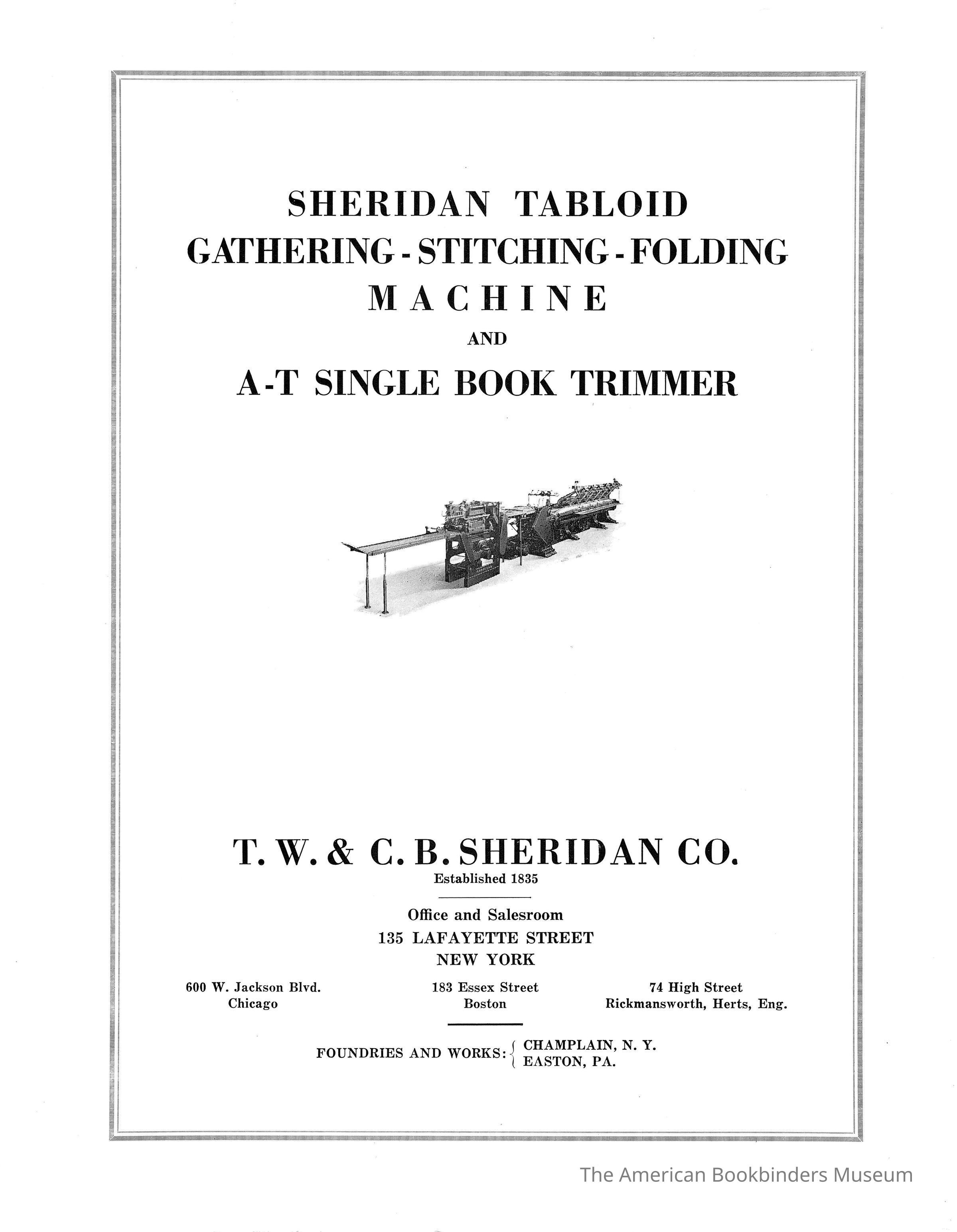          1945 TW & CB Sheridan Brochure Gatherer-Stitching-Folding-Trimming picture number 1
 