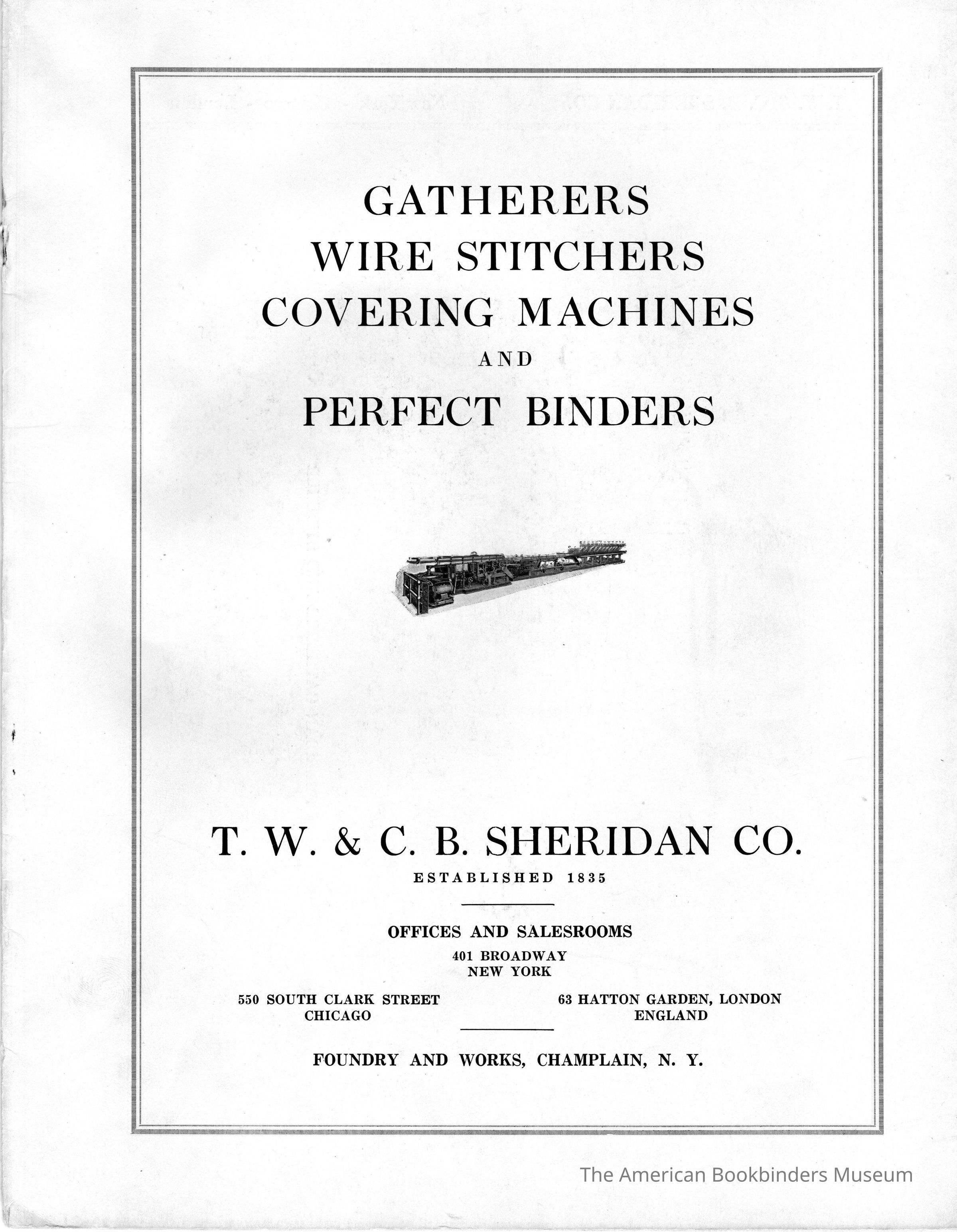          1925c TW & CB Sheridan Gatherers, Wire Stitchers, Covering Machines and Perfect Binders picture number 1
 