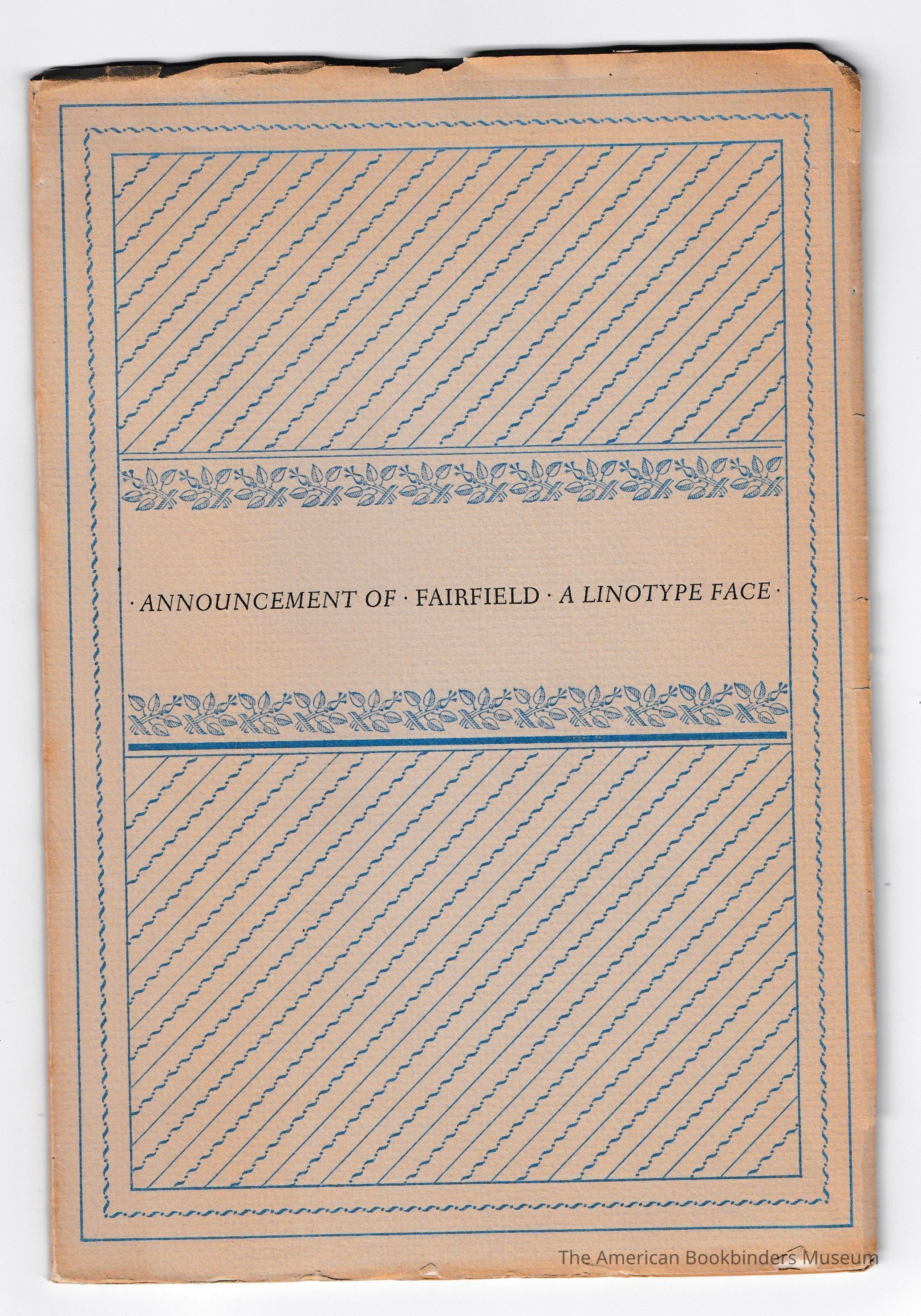 Announcement of Fairfield: A Linotype Face picture number 1