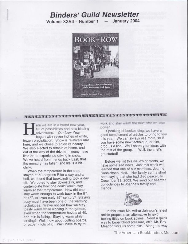          Binders' Guild Newsletter / January 2004 picture number 1
 