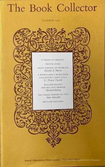          A Paean to Francis / Trevor Jones / Craft Binders at Hayley and his Last Printer, Morchard Bishop / The Parkest Report of 1871, Hans Schmoller picture number 1
   