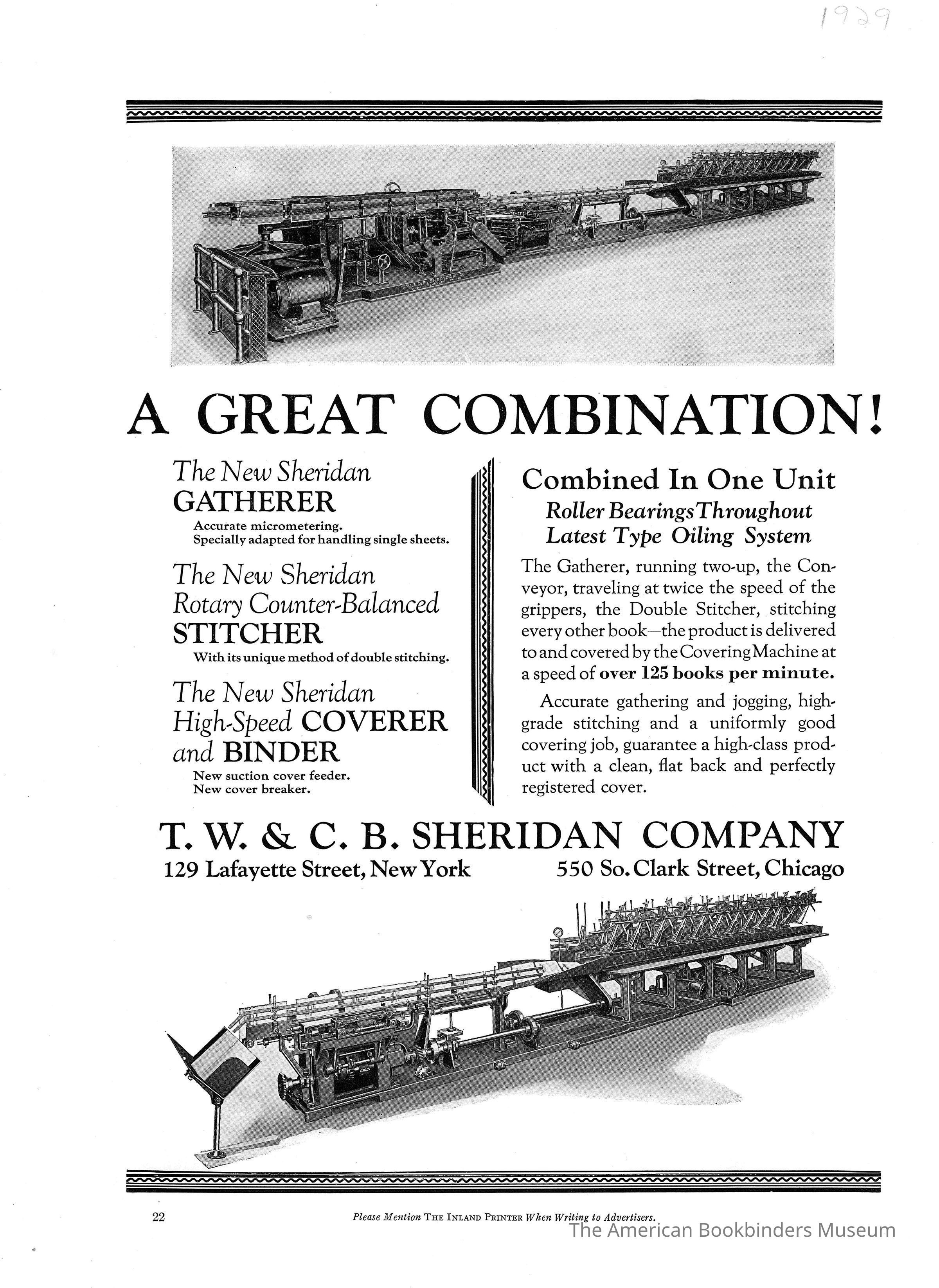          1929 TW & CB Sheridan Inland Printer picture number 1
 