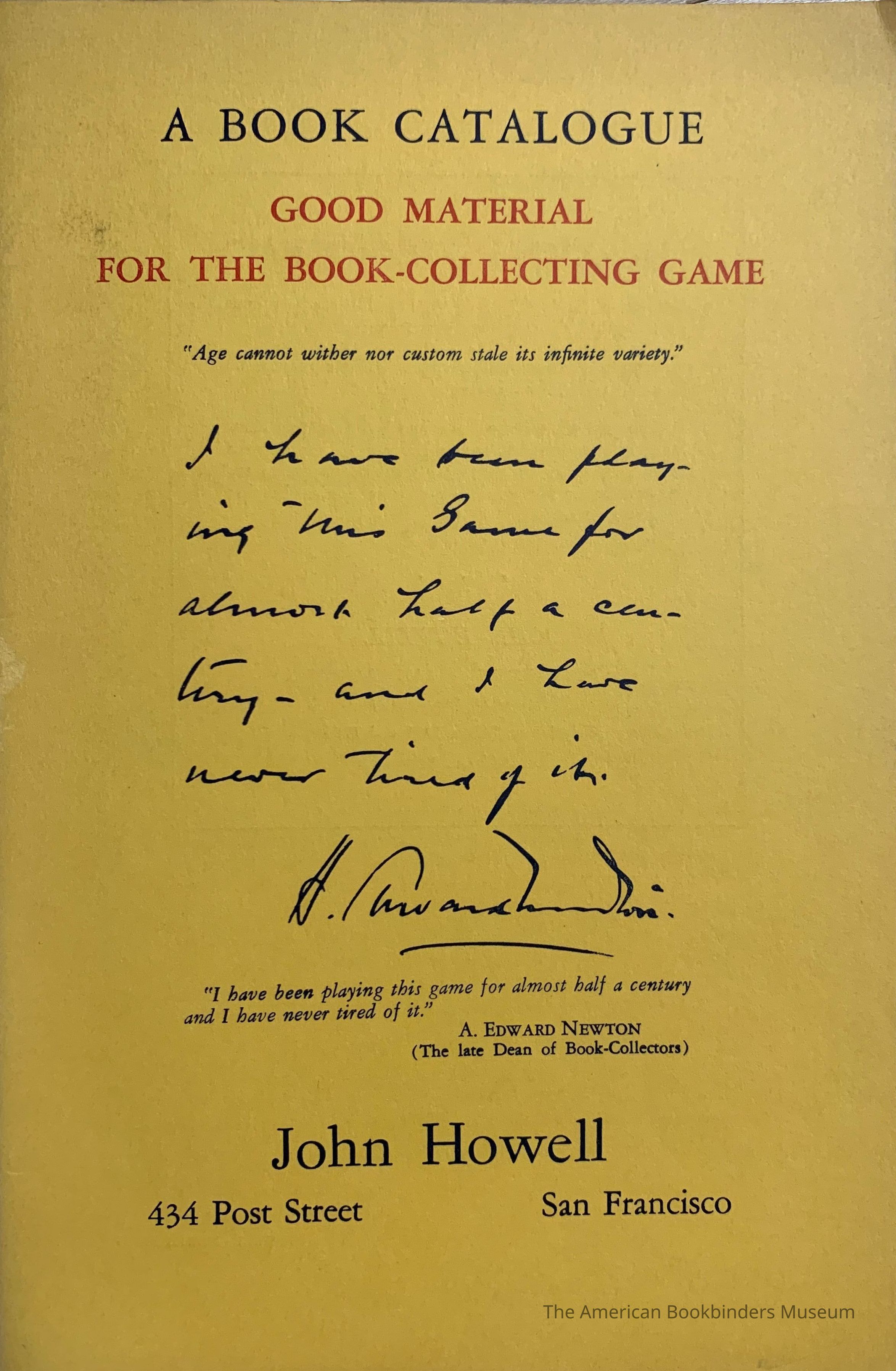          A book catalogue : good material for the book-collecting game / John Howell. picture number 1
   