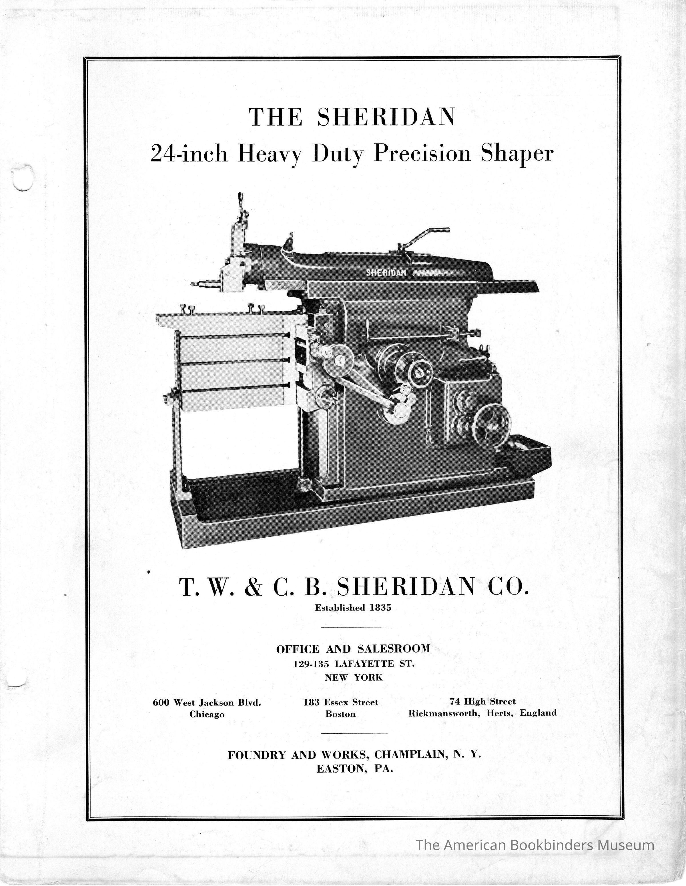          1942 TW & CB Sheridan Brochure 24 inch Shaper Machine Tool picture number 1
 