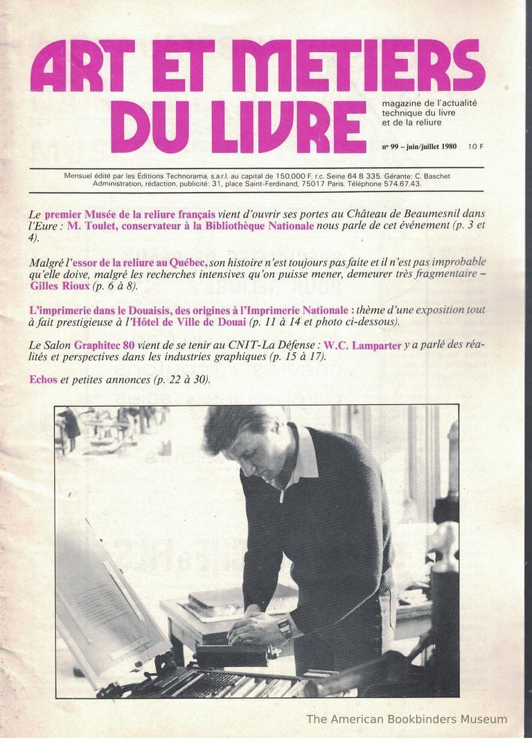          Art et metiers du livre: no. 99 juin/juillet 1980 picture number 1
   