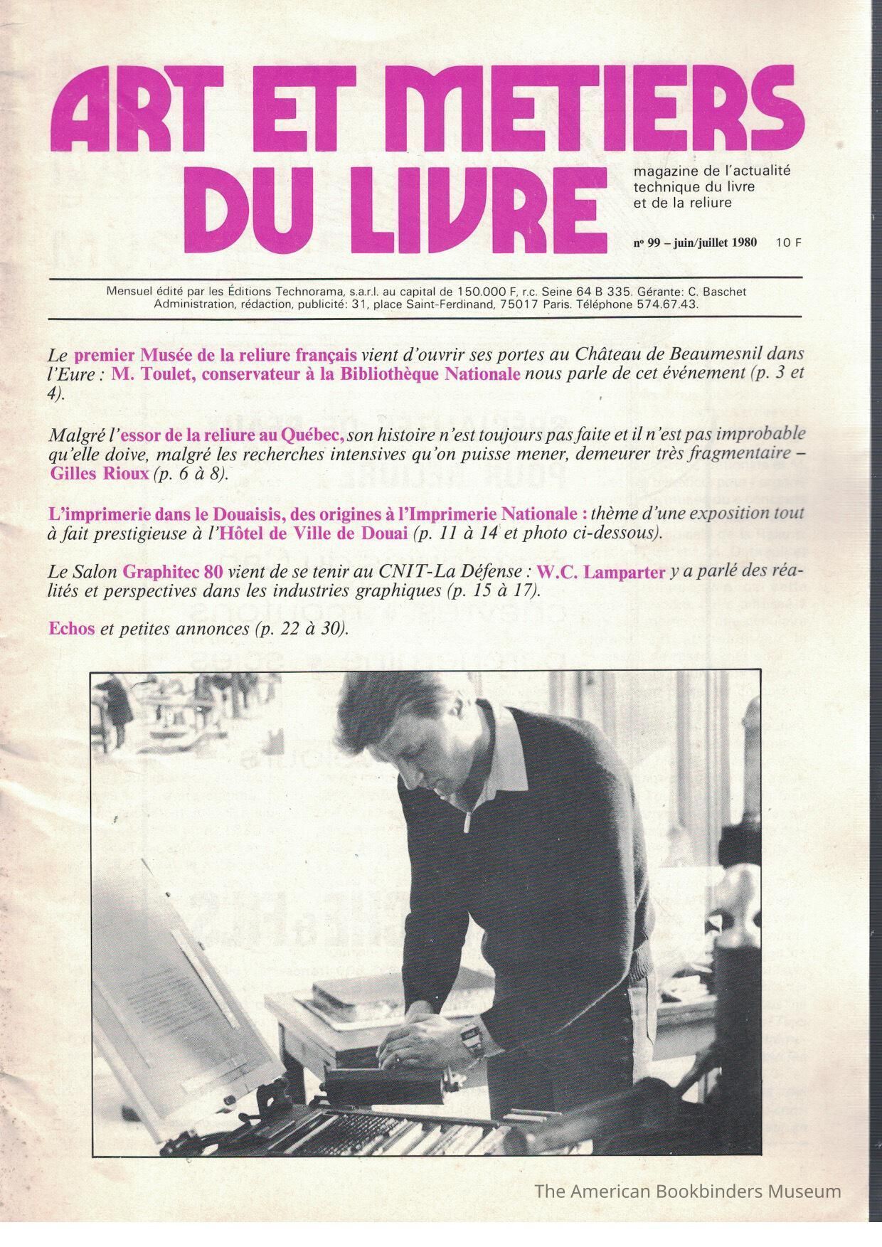 Art et metiers du livre: no. 99 juin/juillet 1980 picture number 1