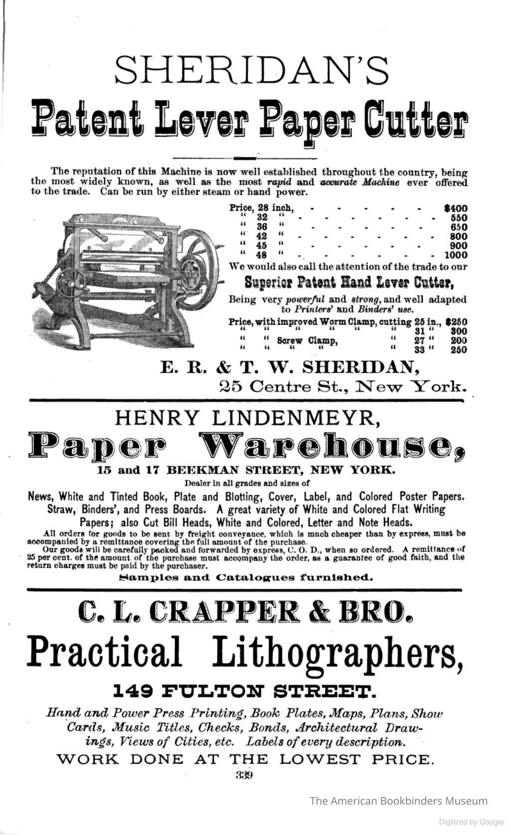          1877 ER & TW Sheridan Paper Cutters picture number 1
 