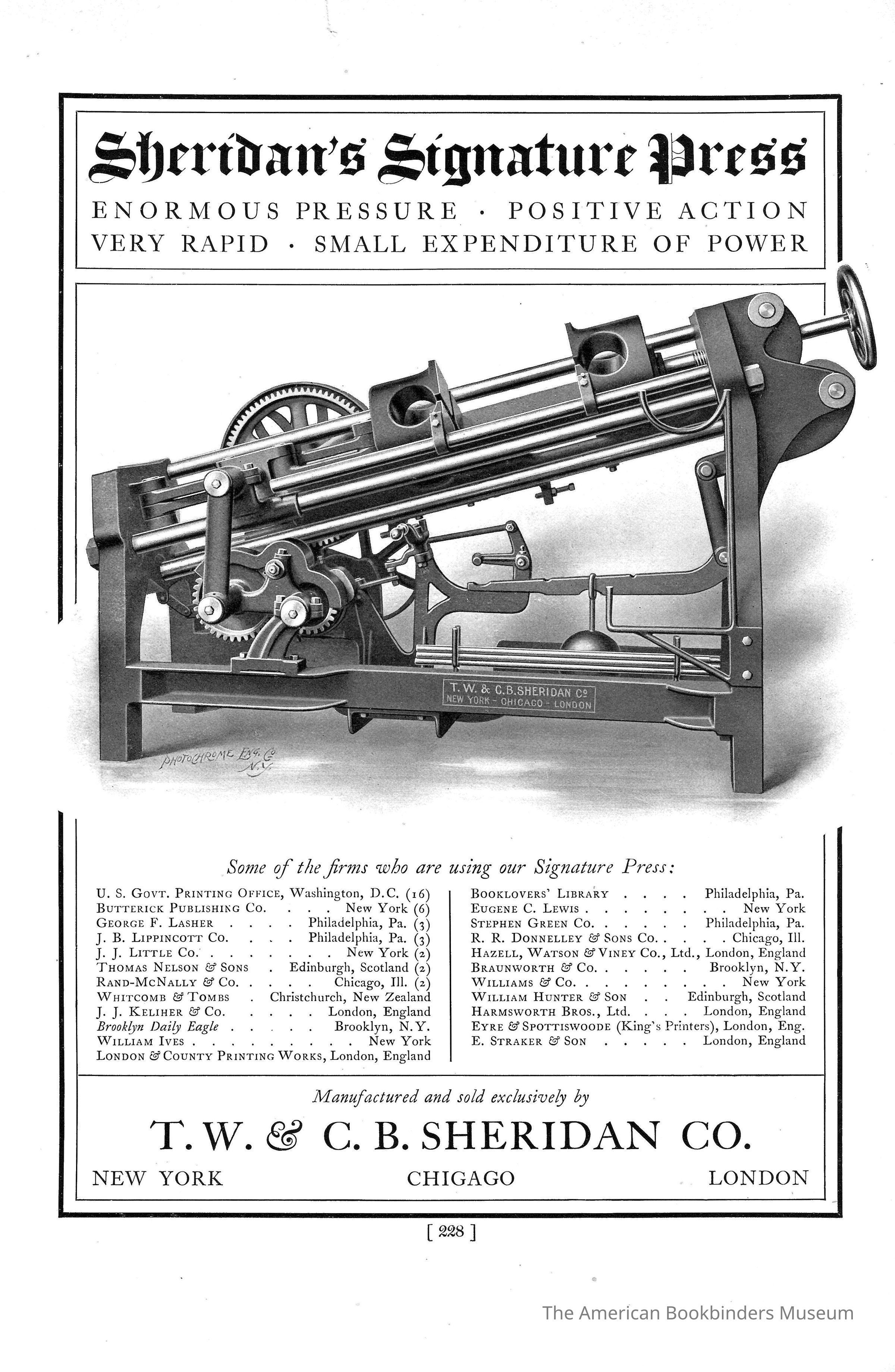         1905 The American Printer TW & CB Sheridan Signature Bundler 1905 picture number 1
 