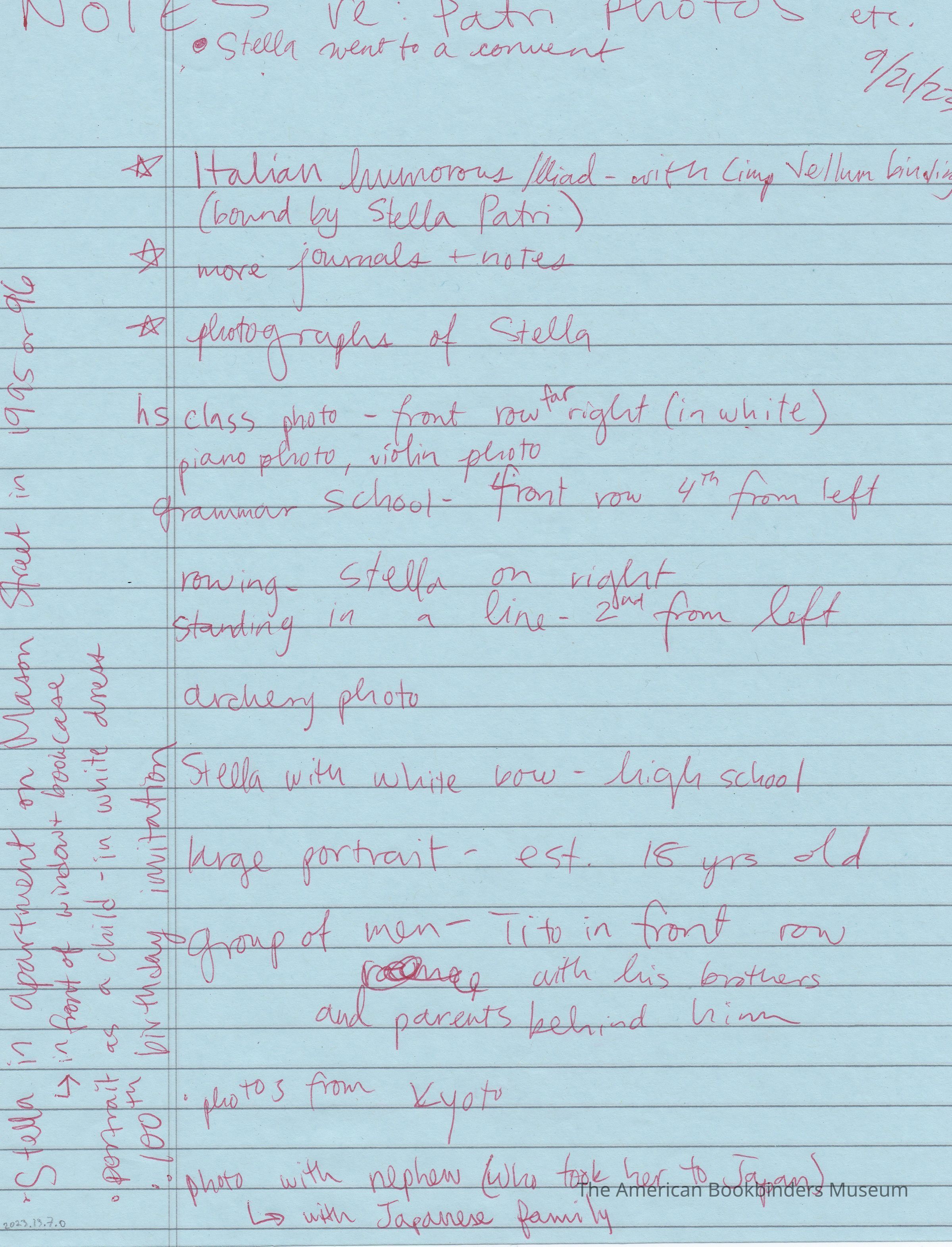          Notes on Stella Patri photos, 2023.13.7 picture number 1
 