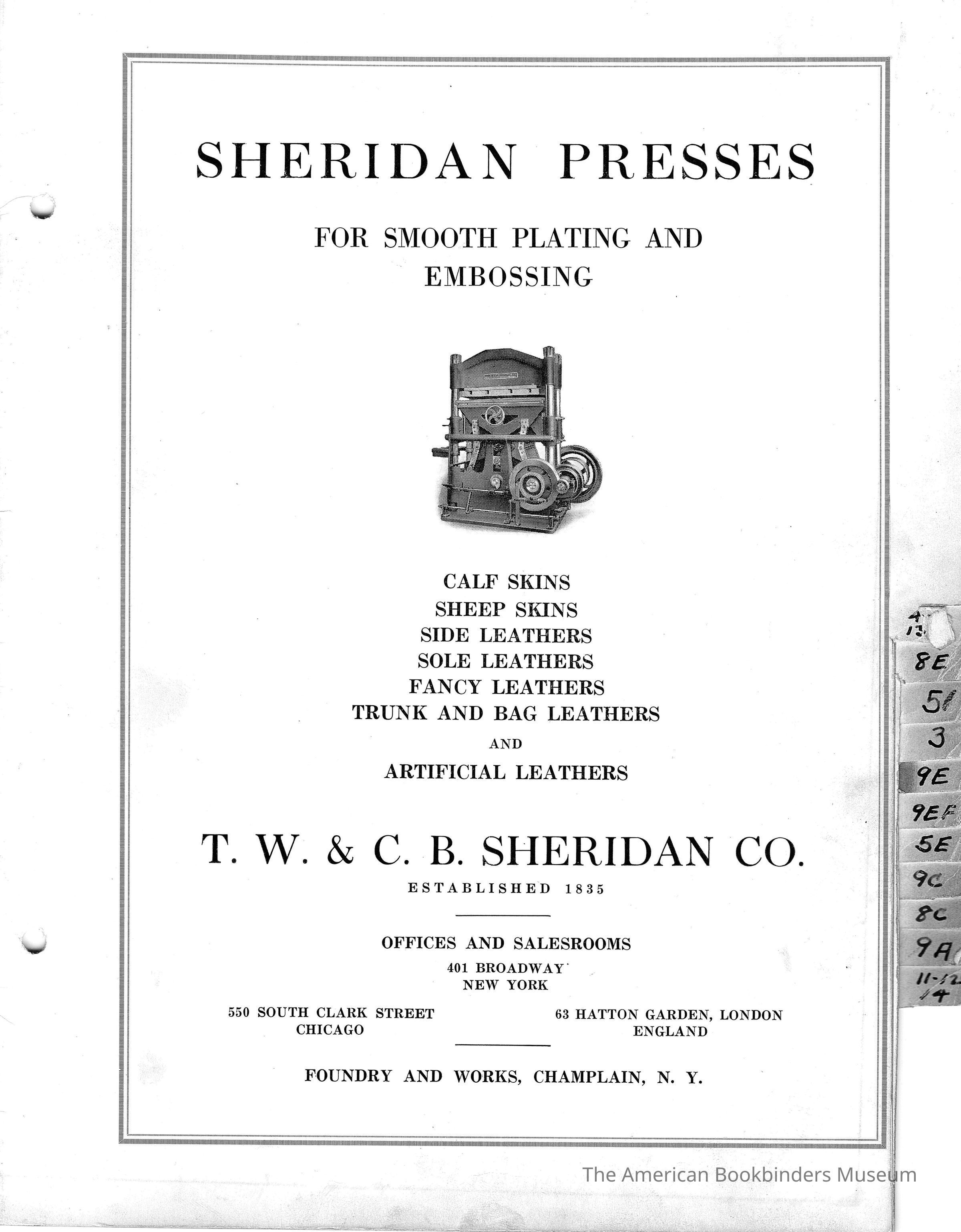          1925 TW & CB Sheridan Brochure Presses for the Leather Industry picture number 1
 