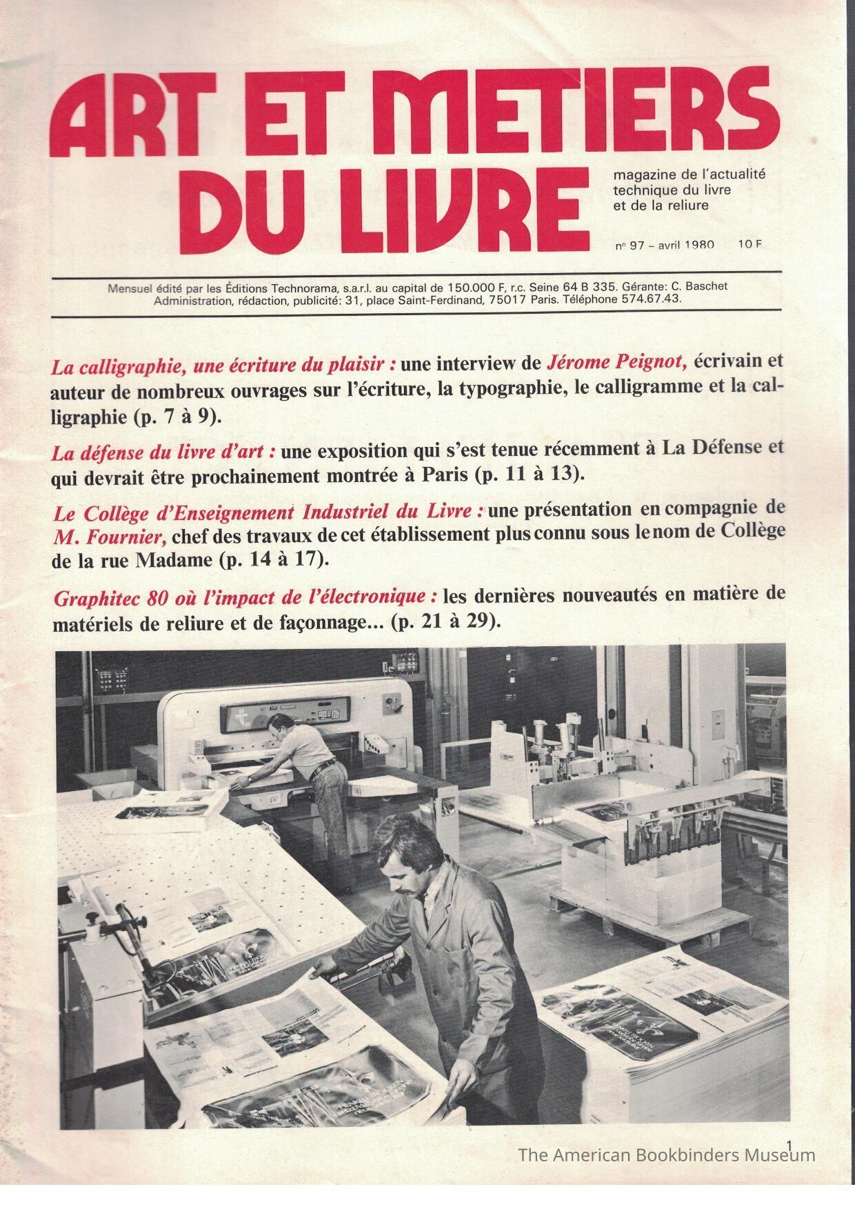 Art et metiers du livre: no. 97 avril 1980 picture number 1