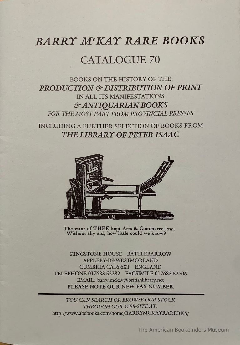          Barry McKay Rare Books : catalogue 70. picture number 1
   