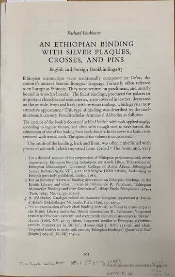 An Ethiopian binding with silver plaques, crosses, and pins : English and foreign bookbindings 83 picture number 1