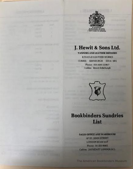          Bookbinders Sundries List picture number 1
   