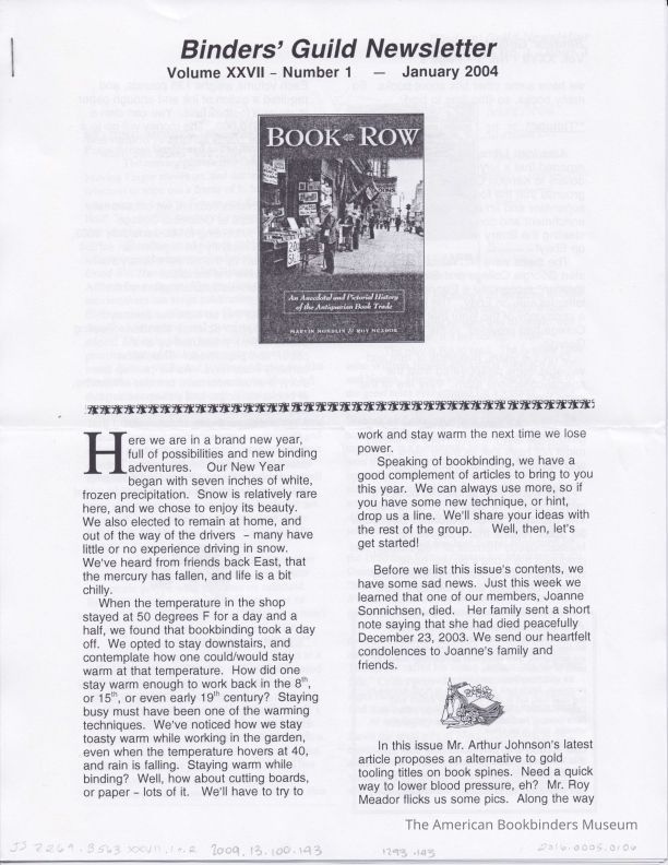          Binders' Guild Newsletter / January 2004 c2 picture number 1
 