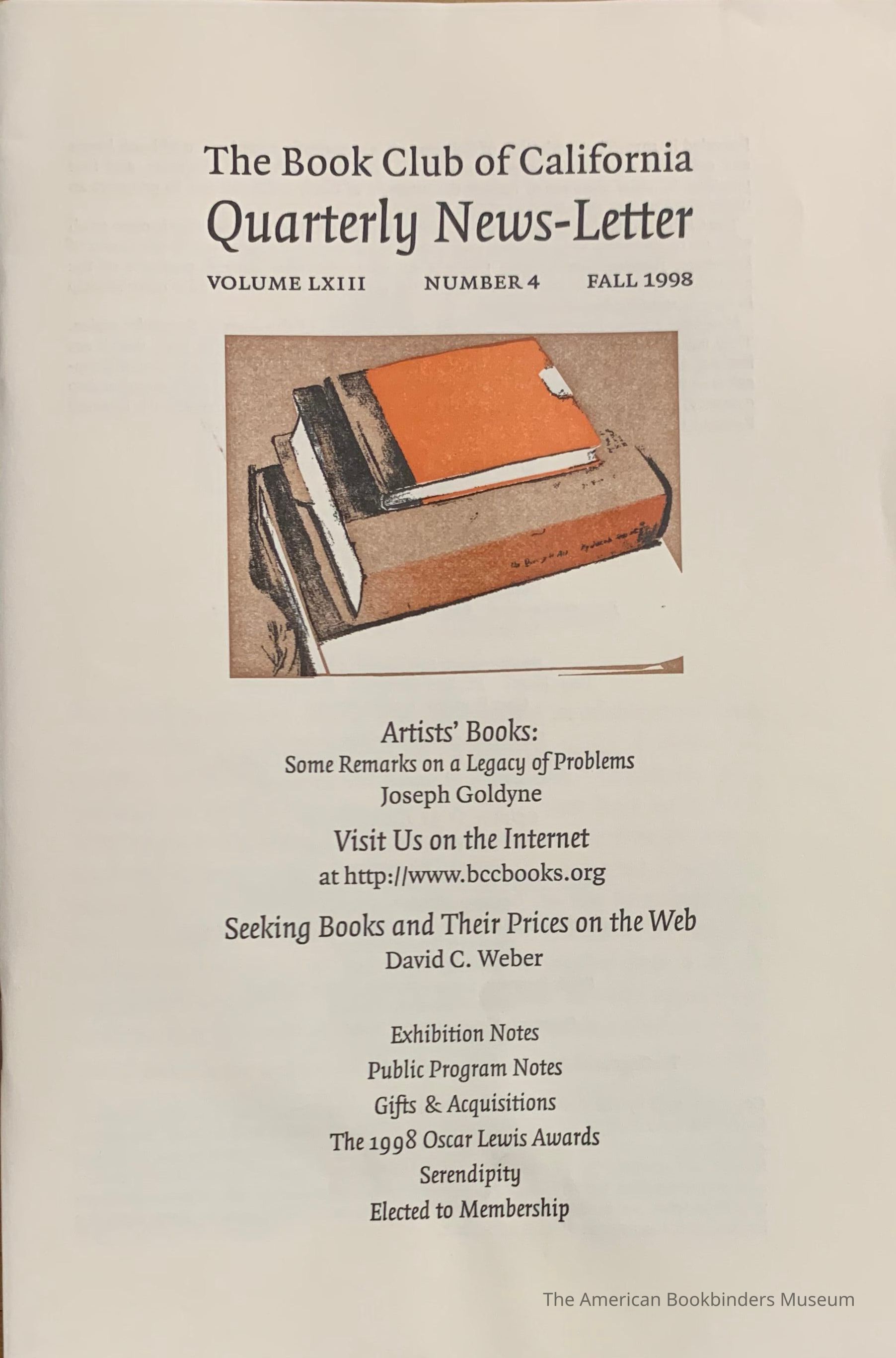          Quarterly news-letter - Book Club of California. Vol. LXIII, no.4 ; Fall 1998. picture number 1
   