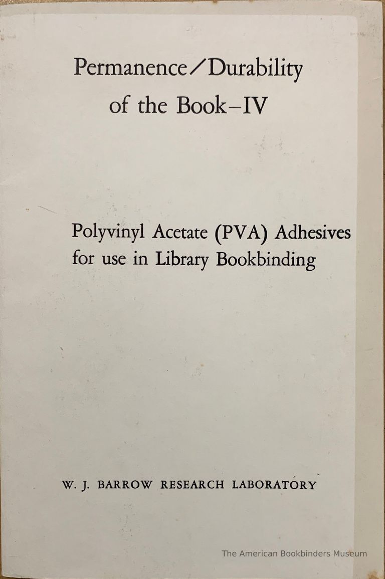          Polyvinyl acetate (PVA) adhesives for use in library bookbinding. picture number 1
   