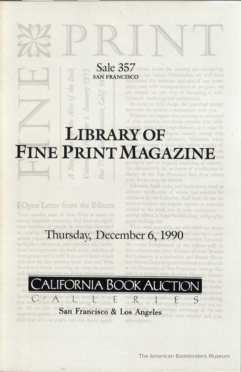          Library of Fine Print Magazine : Sale 357 picture number 1
   