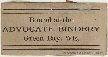          Advocate. Bindery picture number 1
   