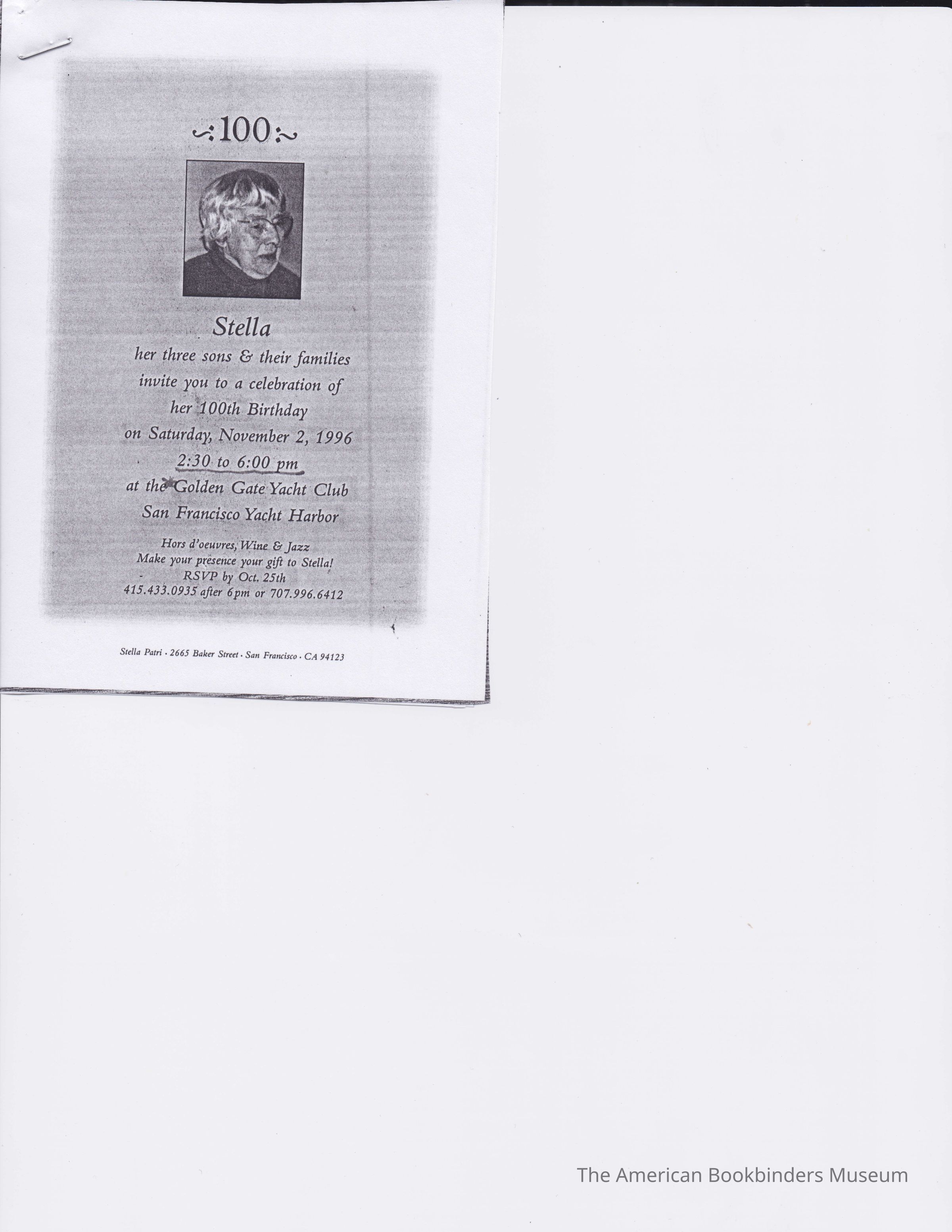 Copy of invitation to Patri's 100th birthday picture number 1