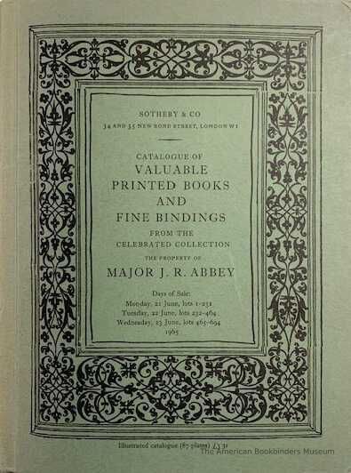          Catalogue of valuable printed books and fine bindings from The Celebrated Collection, the property of Major J.R. Abbey. picture number 1
   