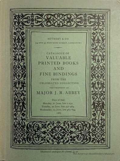 Catalogue of valuable printed books and fine bindings from The Celebrated Collection, the property of Major J.R. Abbey. picture number 1