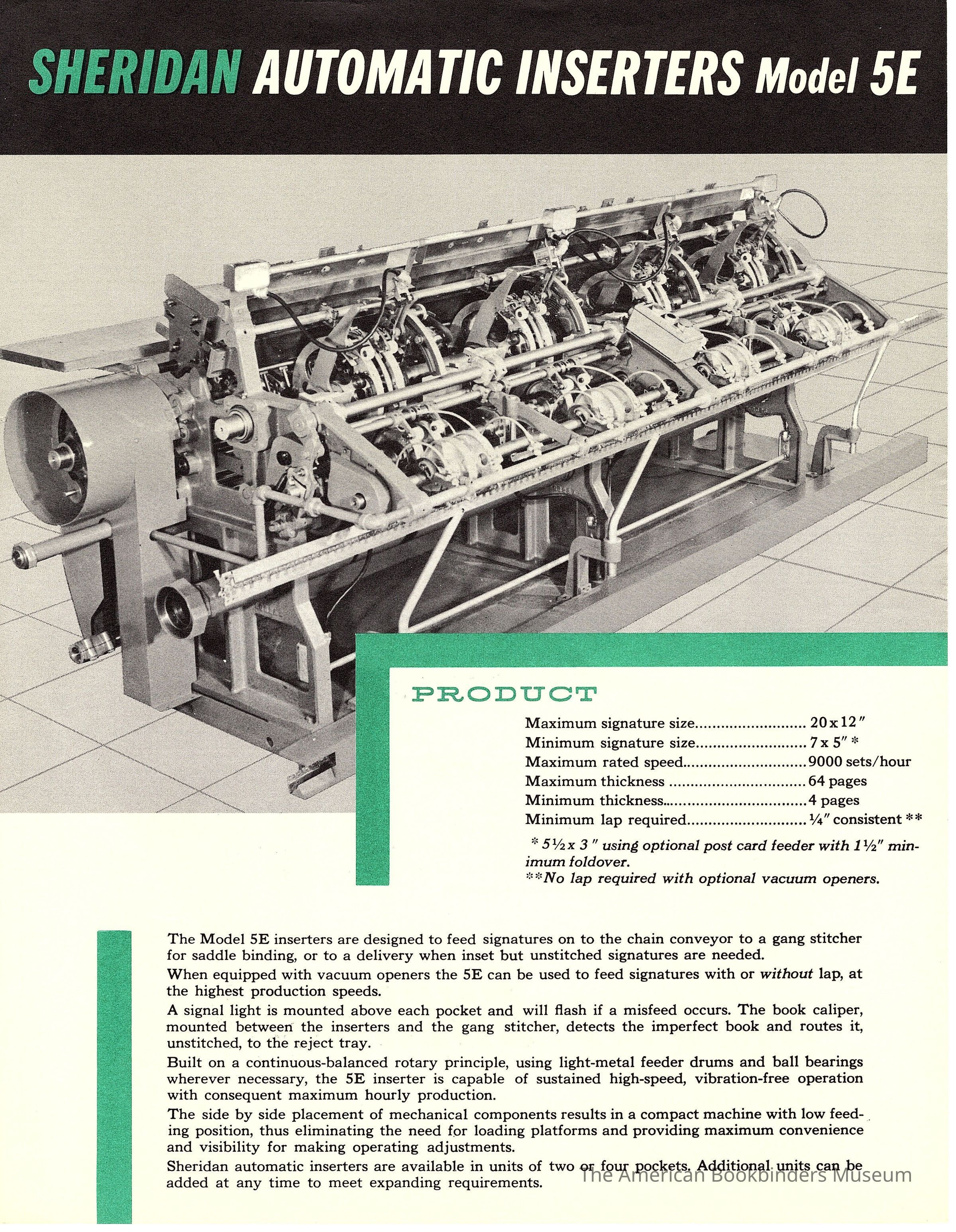          1960 Sheridan 5 E Inserter Brochure picture number 1
 
