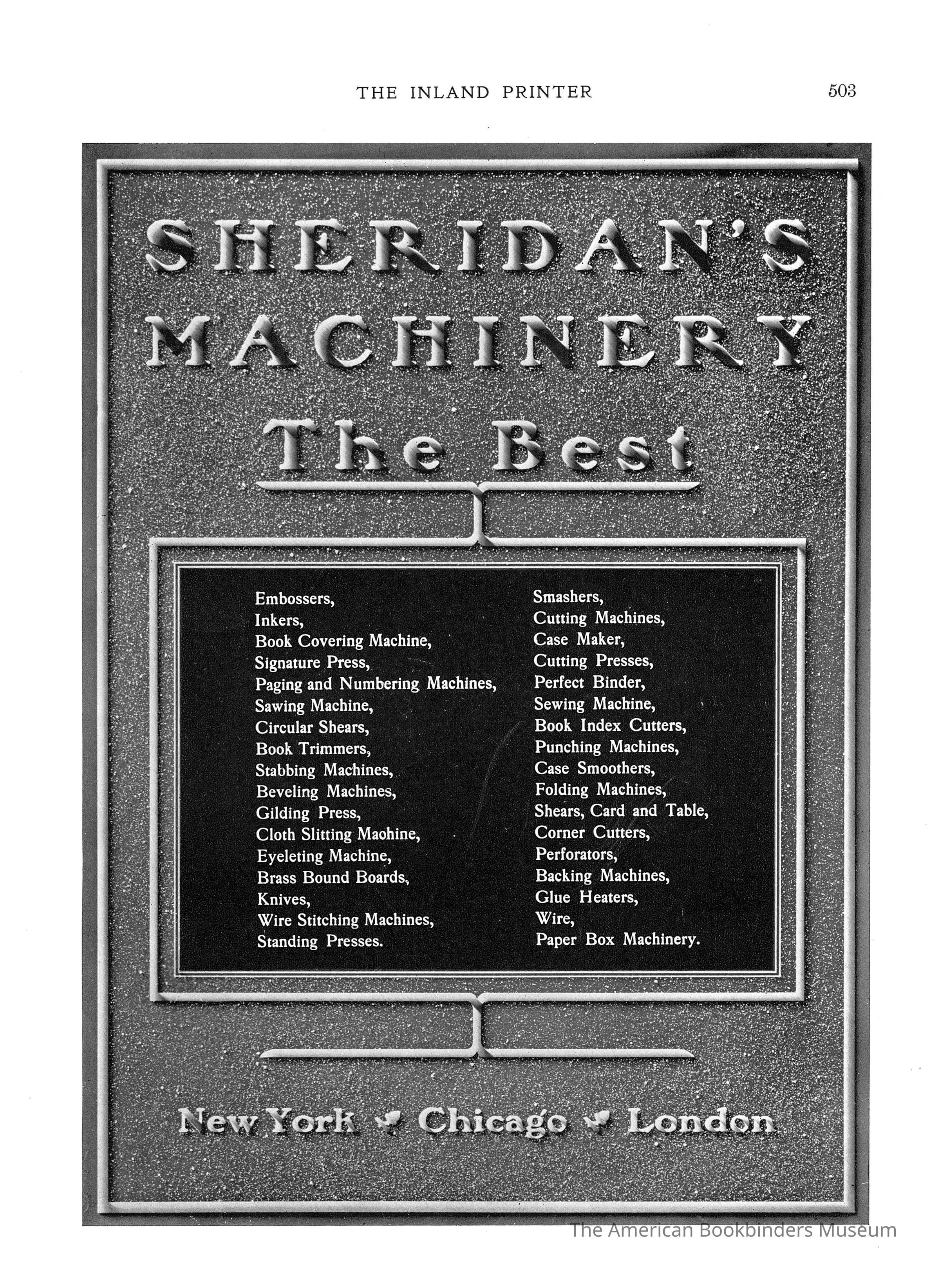          1903 TW & CB Sheridan General ad picture number 1
 