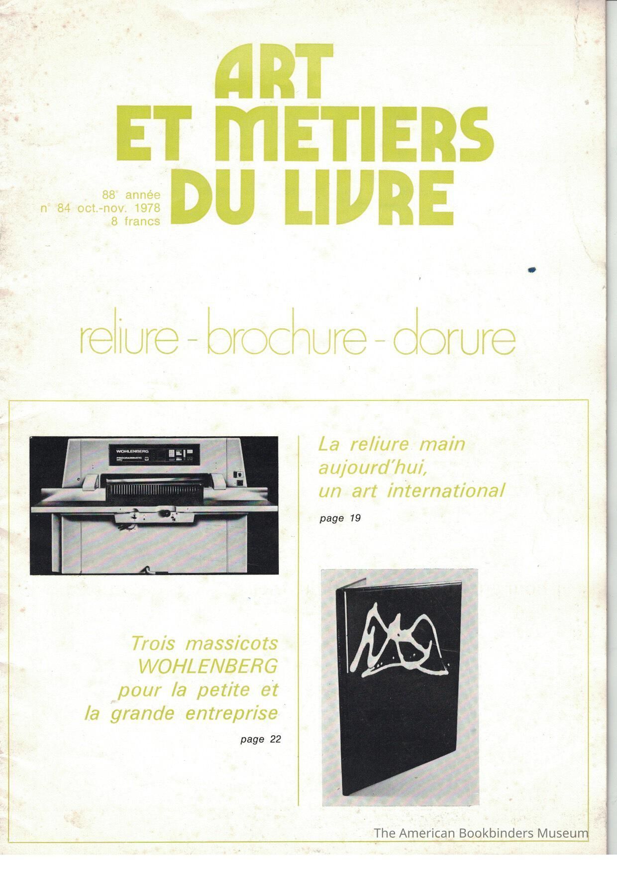 Art et metiers du livre: no. 84 oct.-nov. 1978 picture number 1